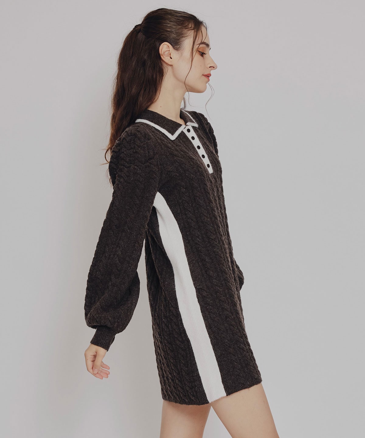 ［FILA×REDYAZEL］ケーブルニットポロミニワンピース