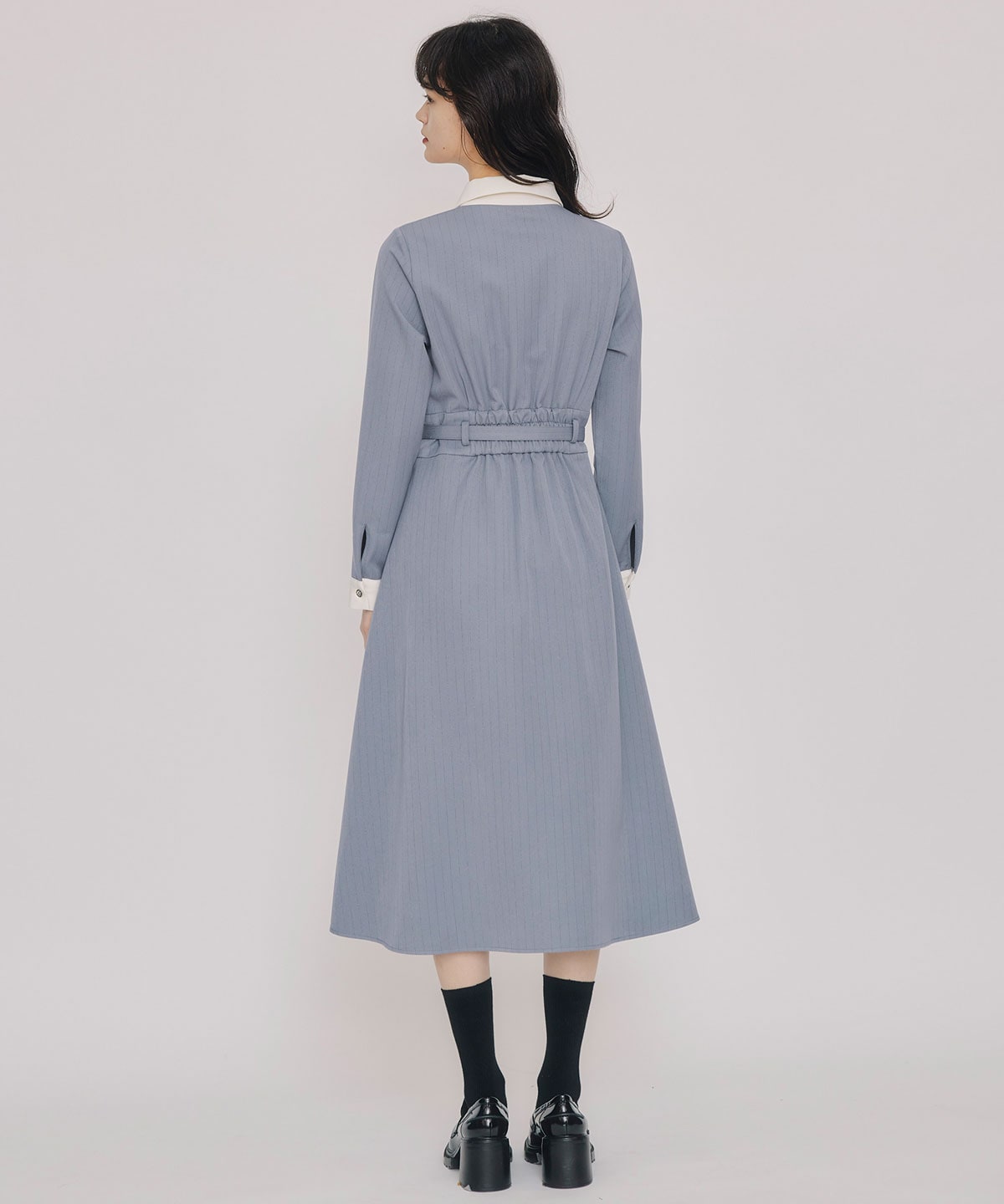 フロントZIPストライプロングワンピース