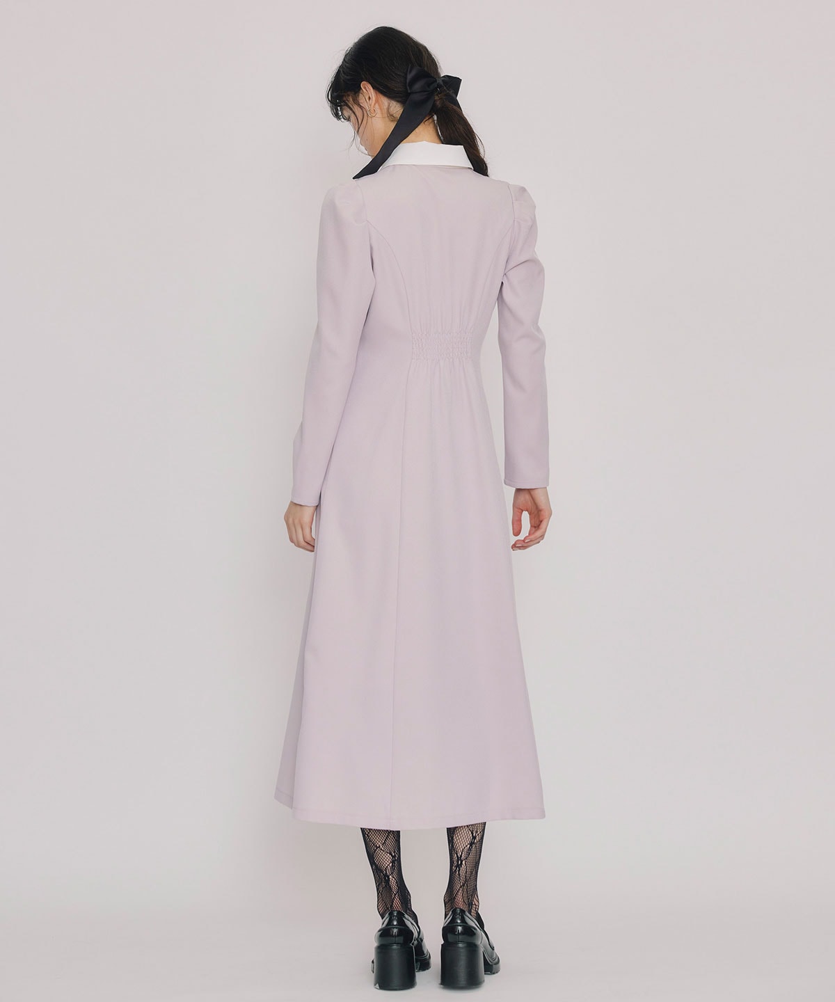 フロントZIPバイカラーロングワンピース