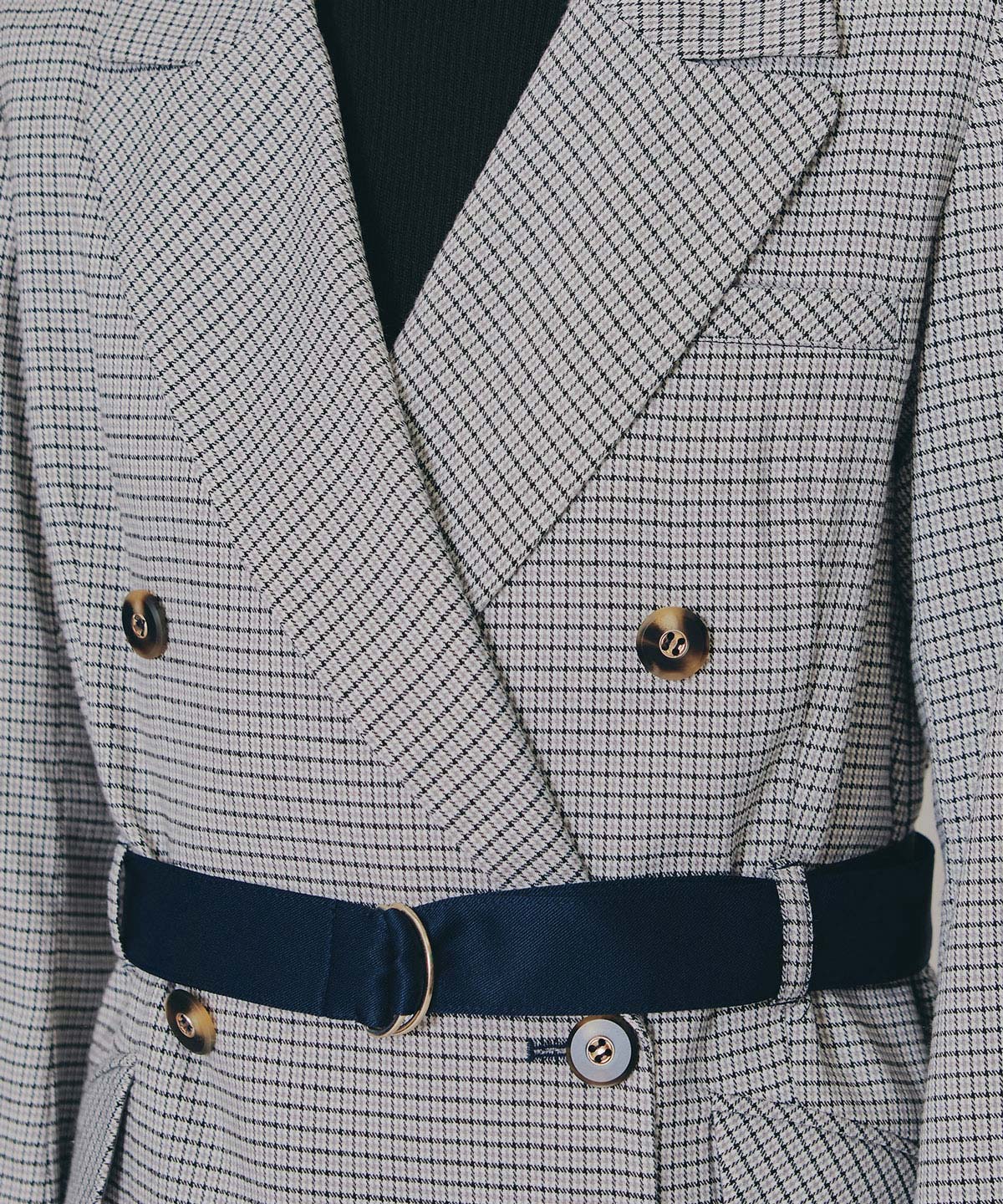 【セットアップ可能】グレンチェックダブルジャケット
