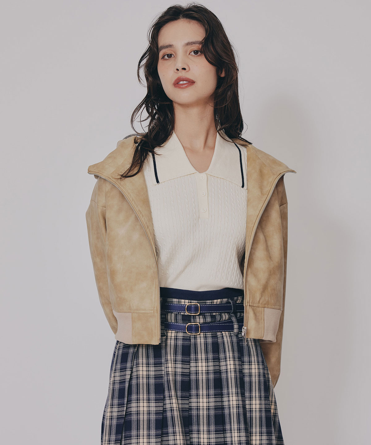 ヴィンテージライクレザーフーディブルゾン