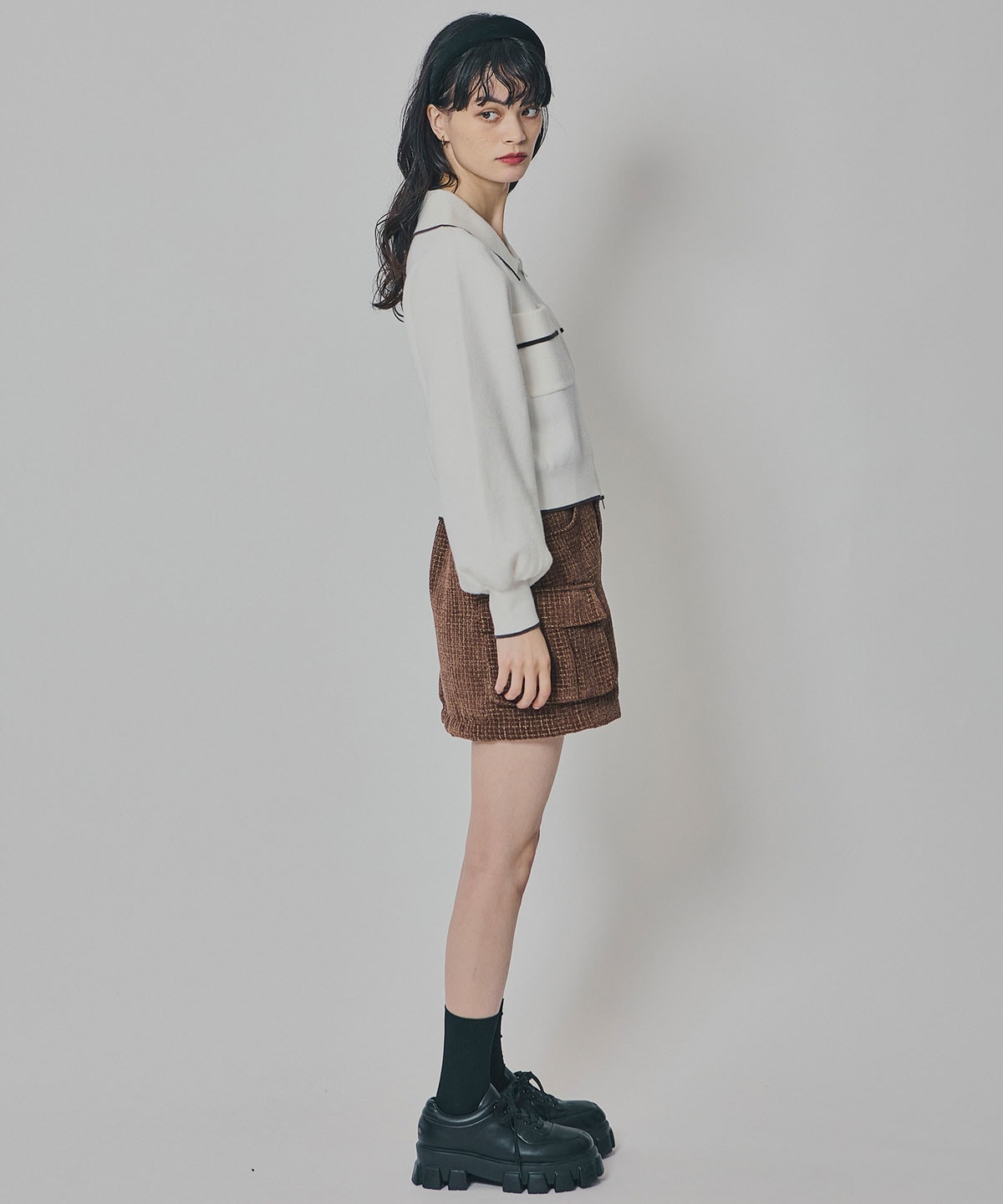 バイカラーラインZIPニットジャケット