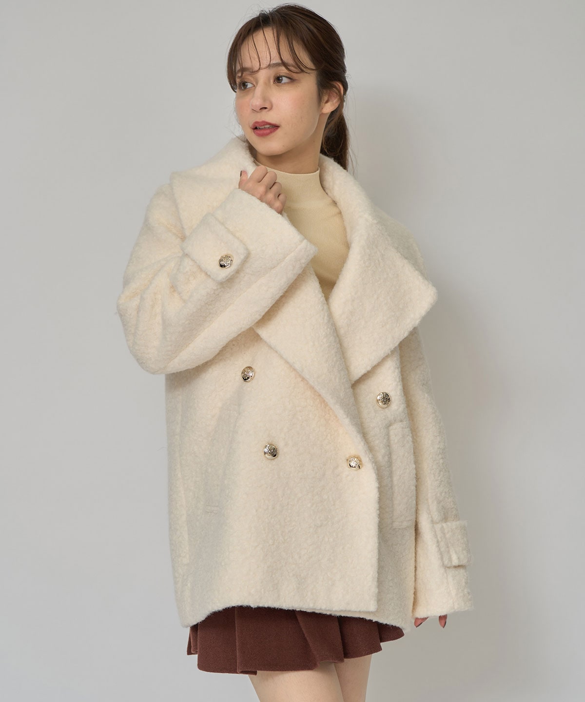 ボアダブルミドルコート