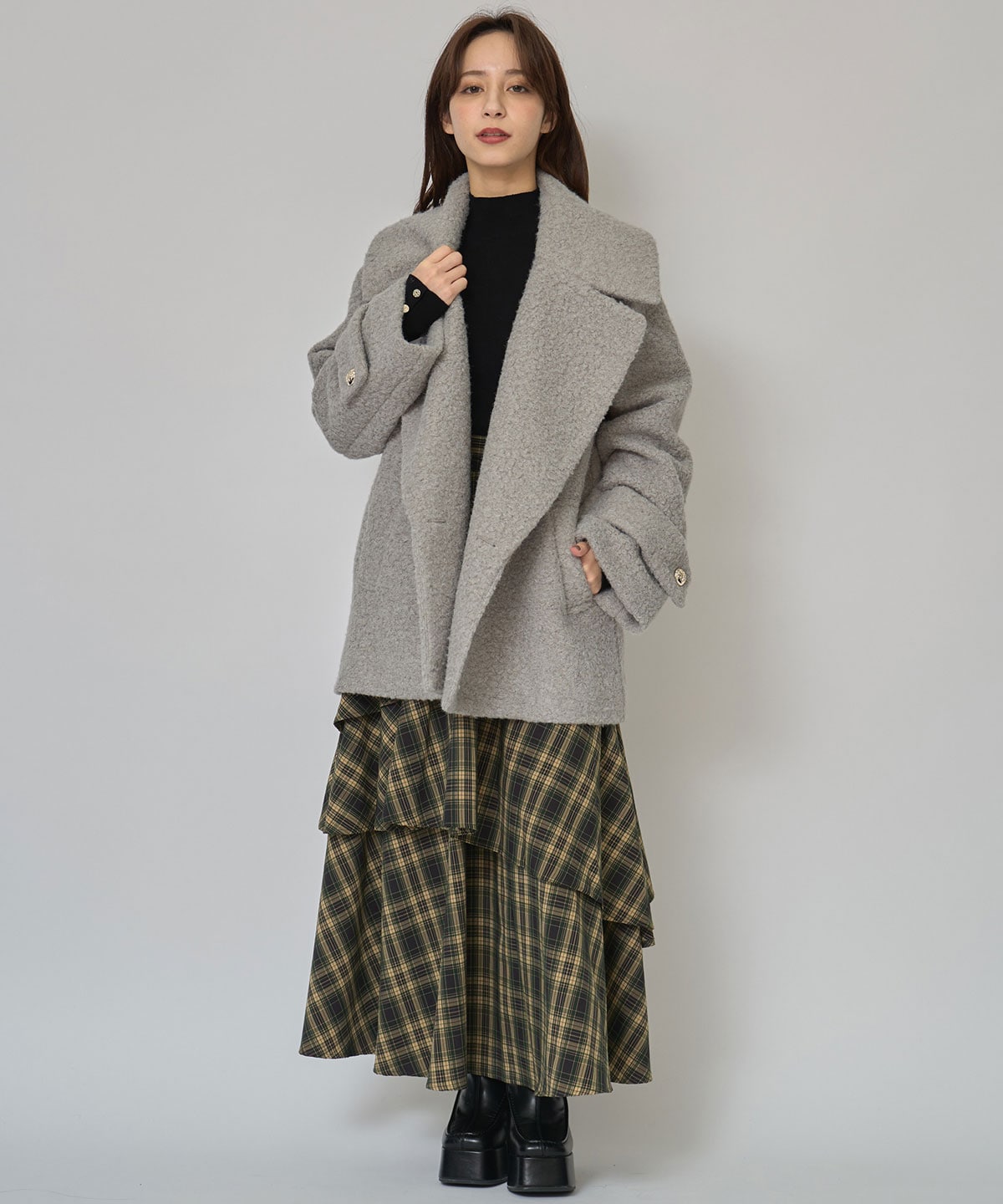 ボアダブルミドルコート