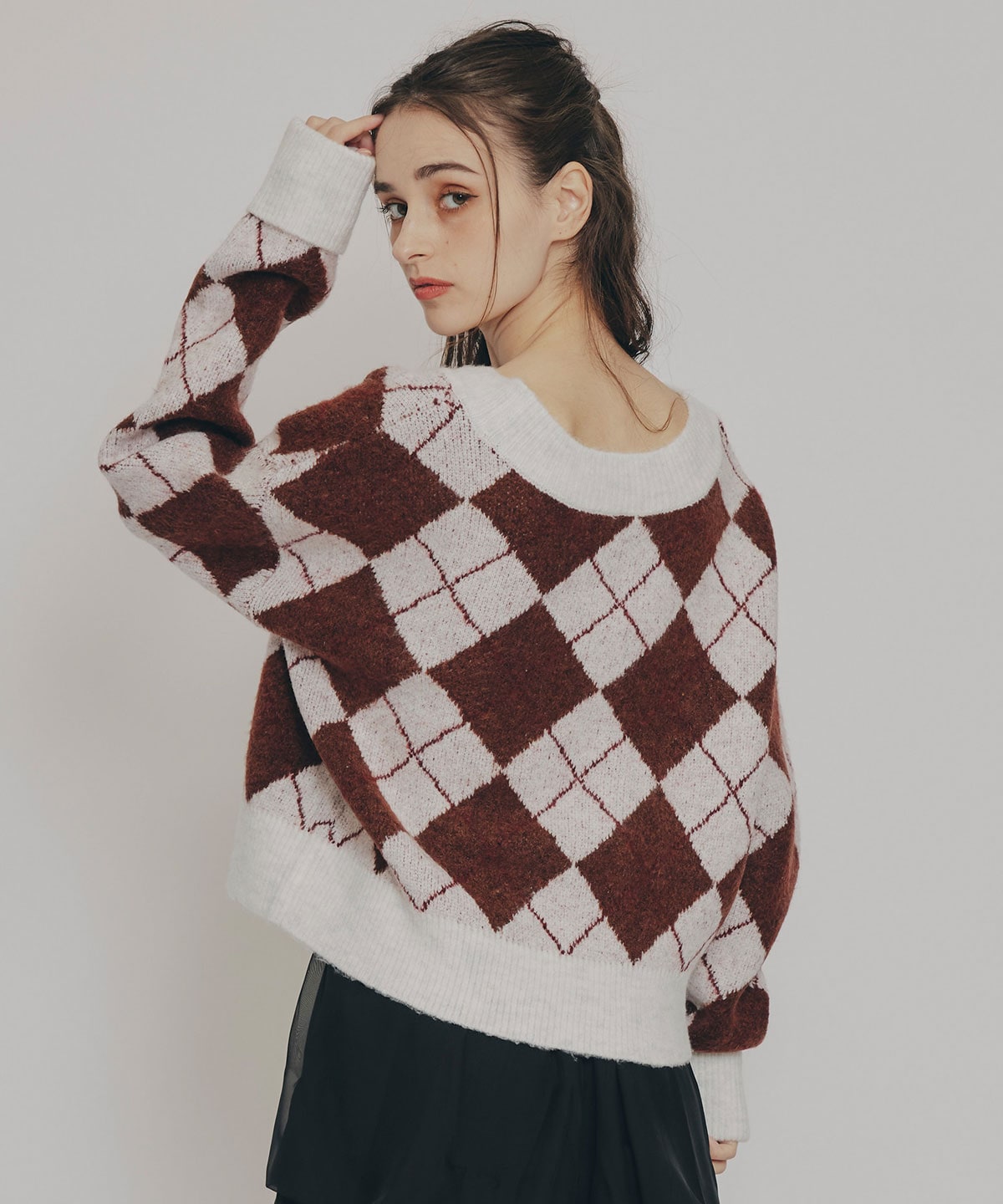 アーガイルVネックニットプルオーバー