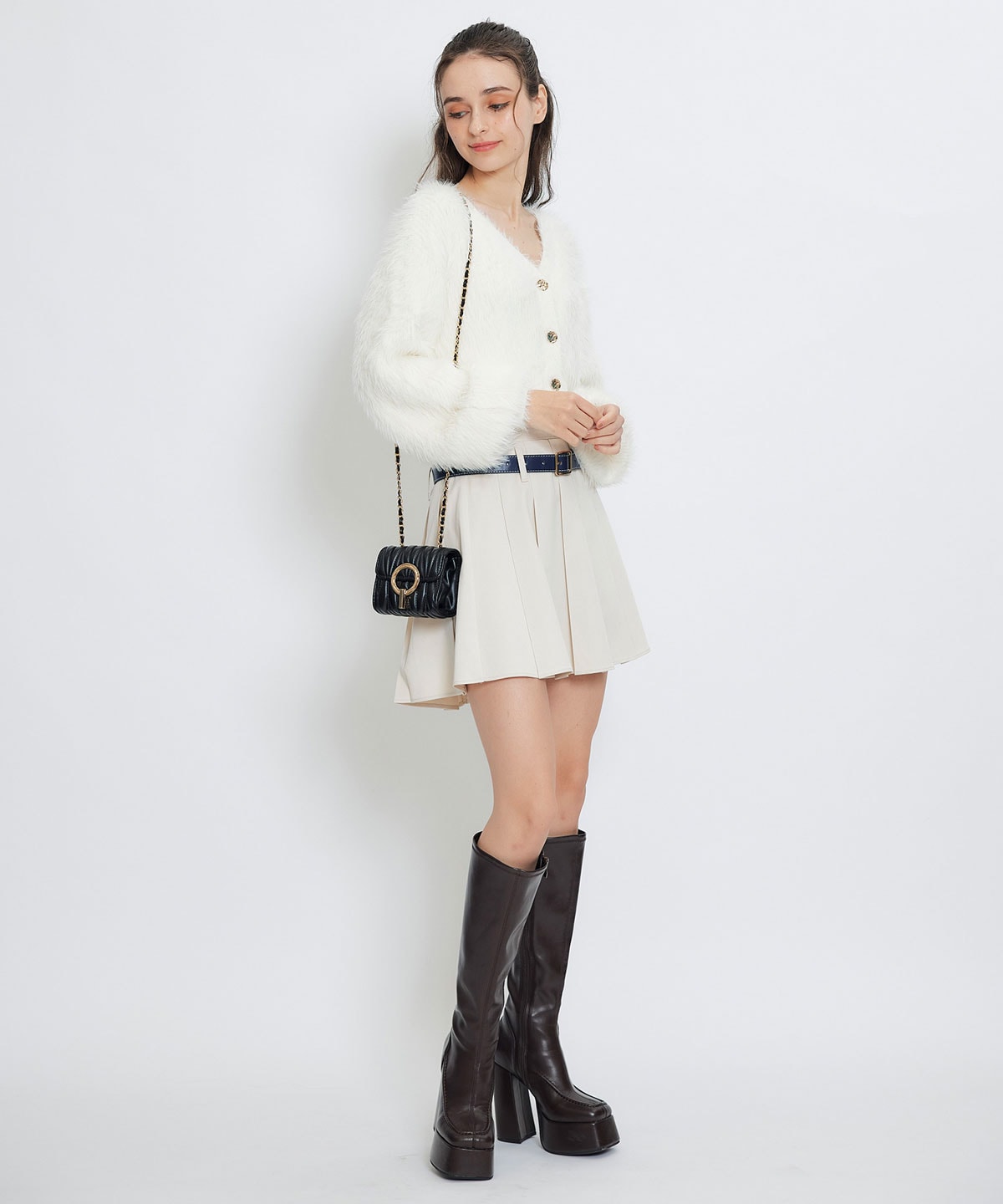 コンパクトシャギーニットカーディガン