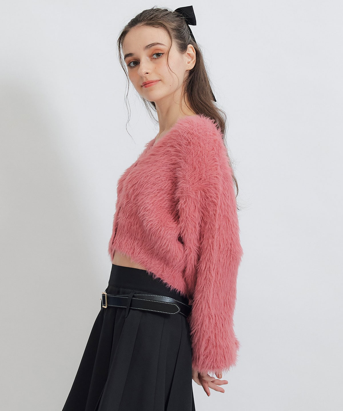 コンパクトシャギーニットカーディガン