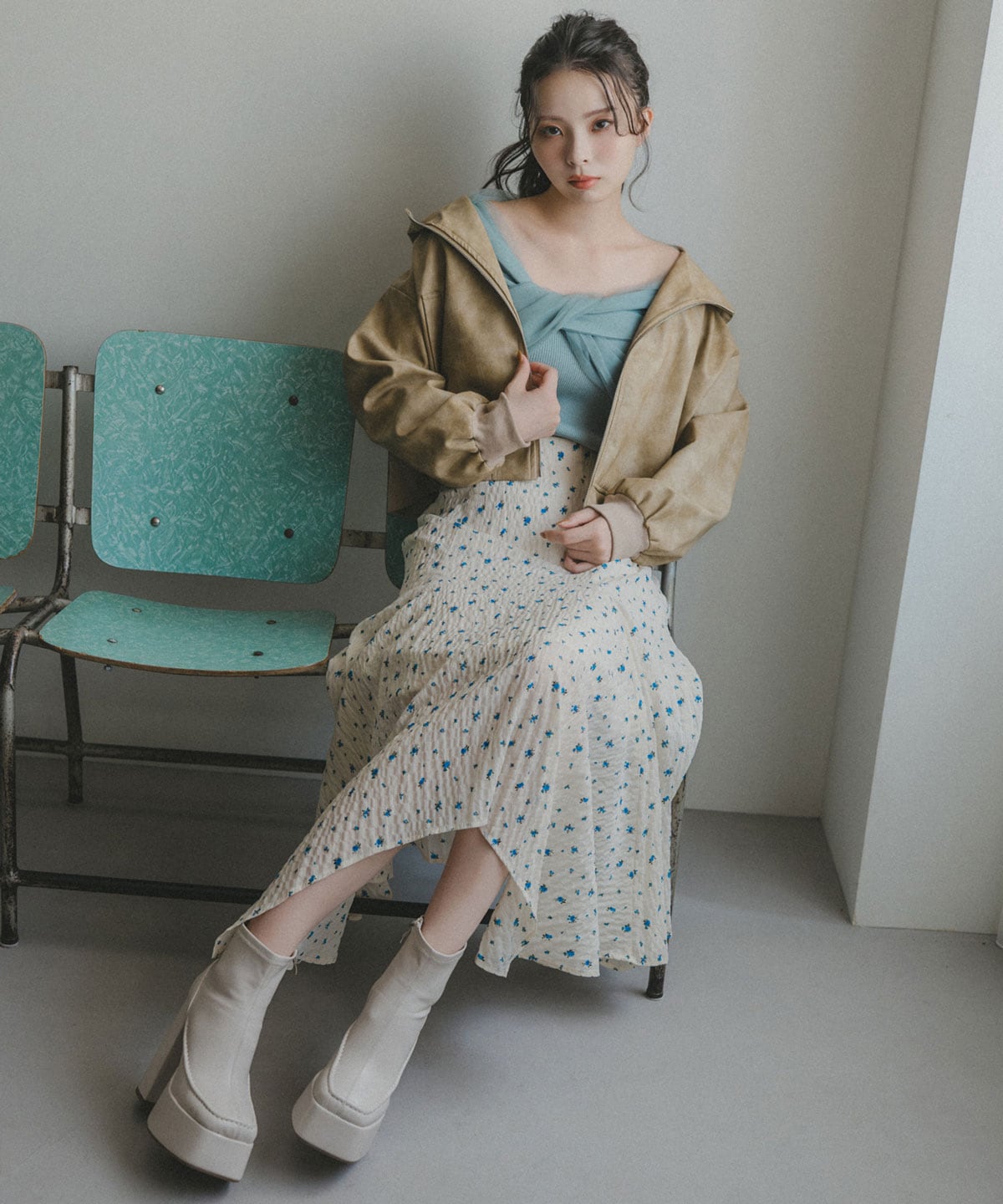 チョーカークロスチュールニットトップス