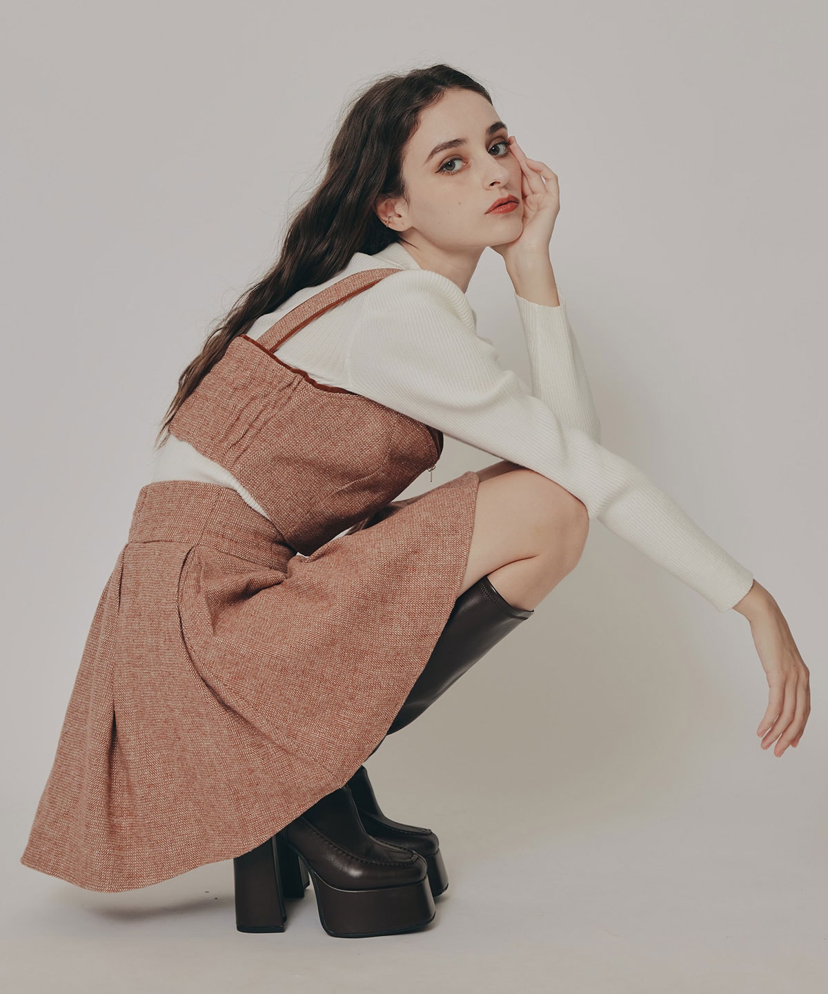 パワショルボトルネックニットトップス