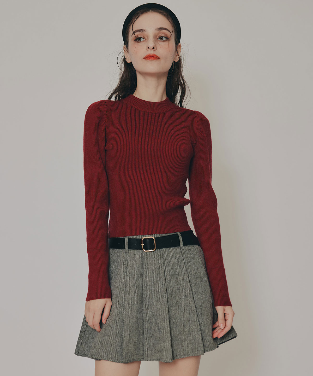 パワショルボトルネックニットトップス