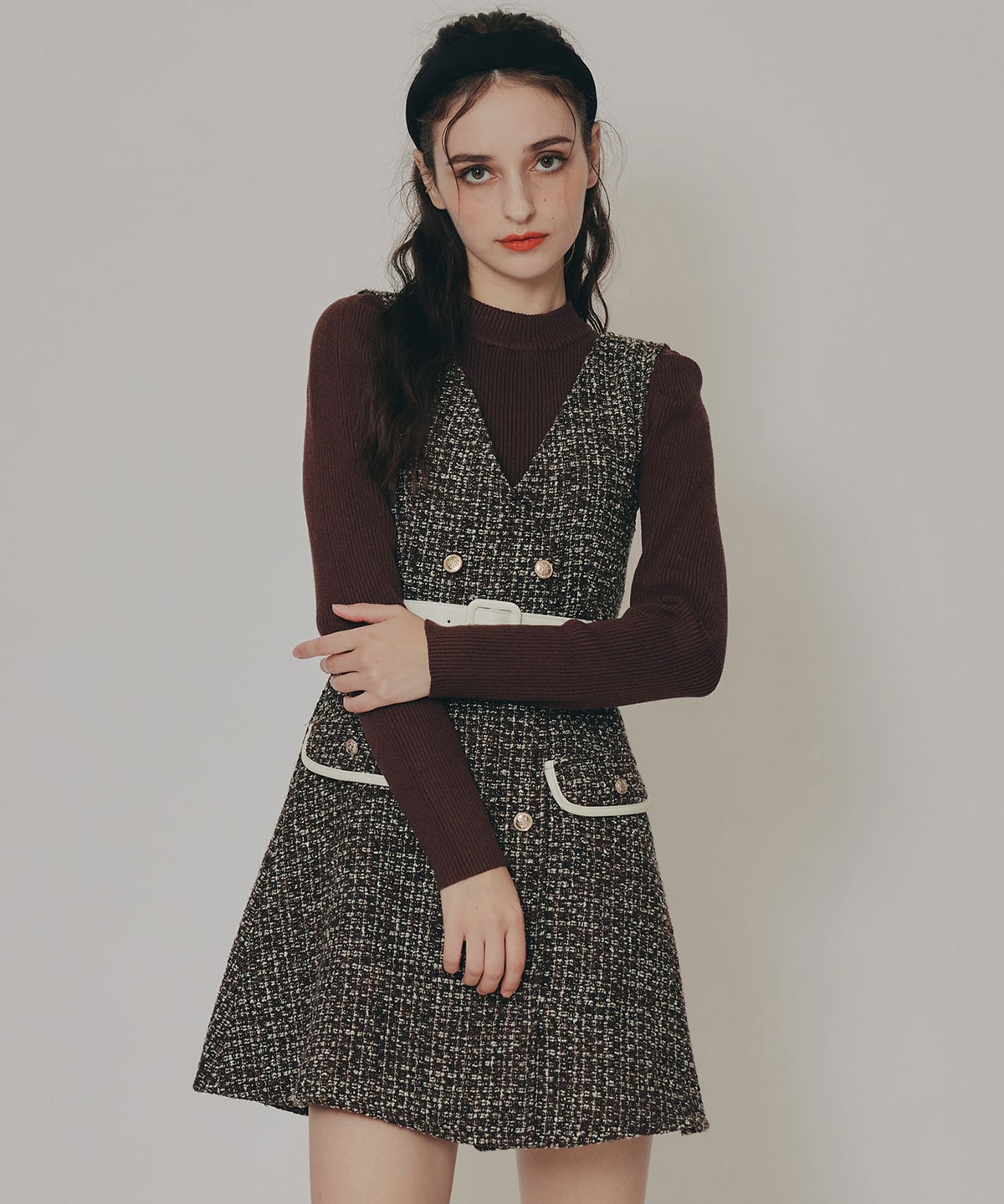 パワショルボトルネックニットトップス