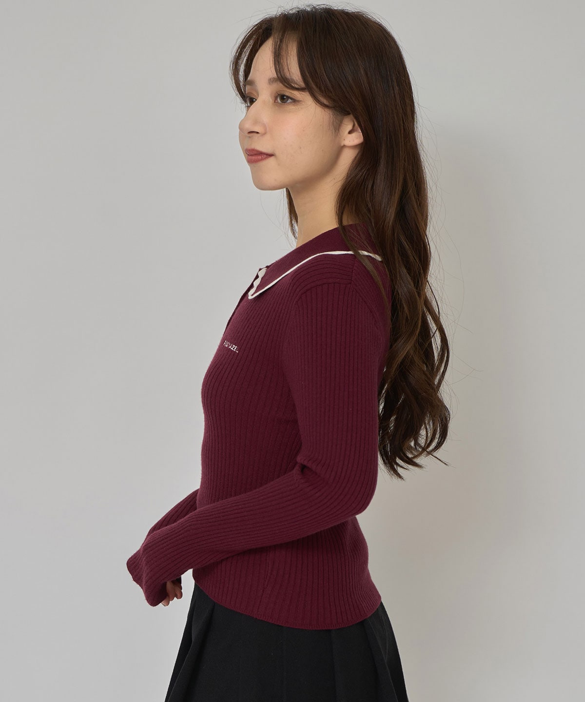 スカラカラーポロニットプルオーバー