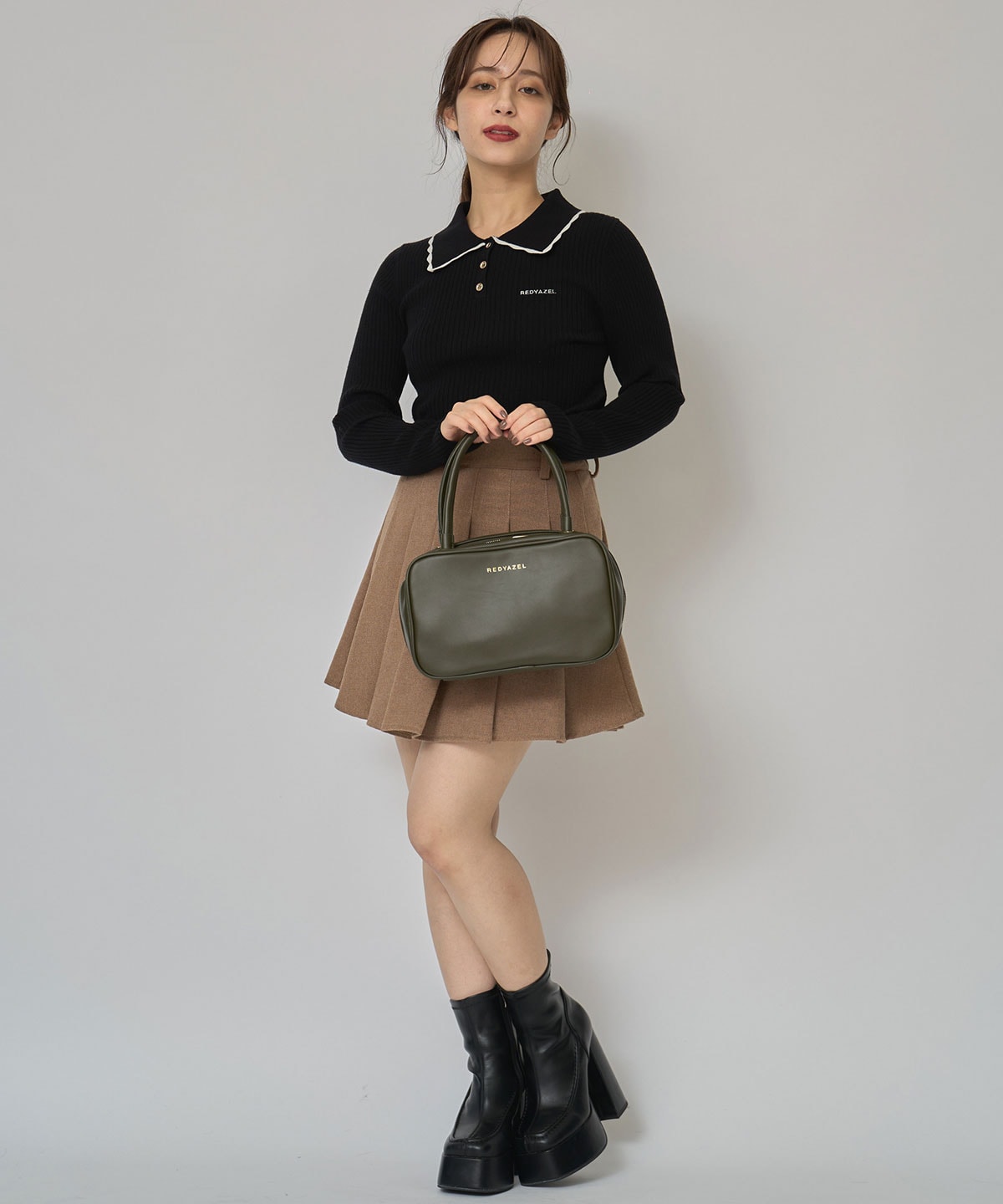 スカラカラーポロニットプルオーバー