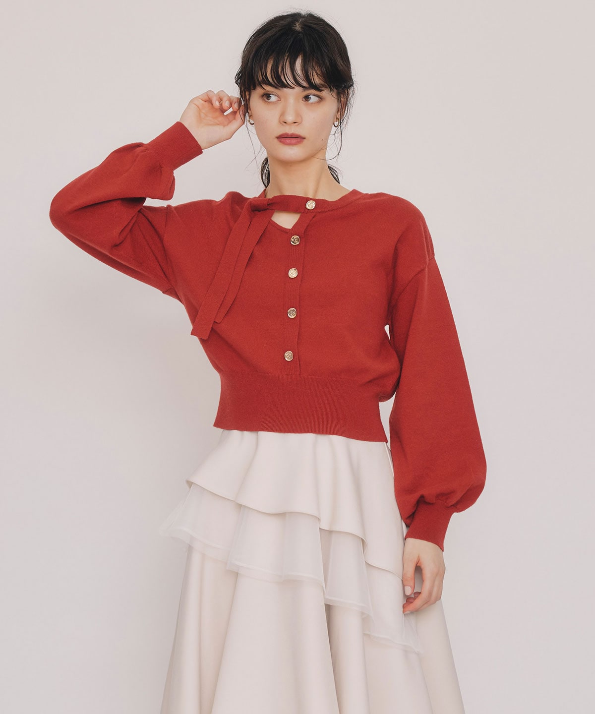 アシメカットデザインニットプルオーバー