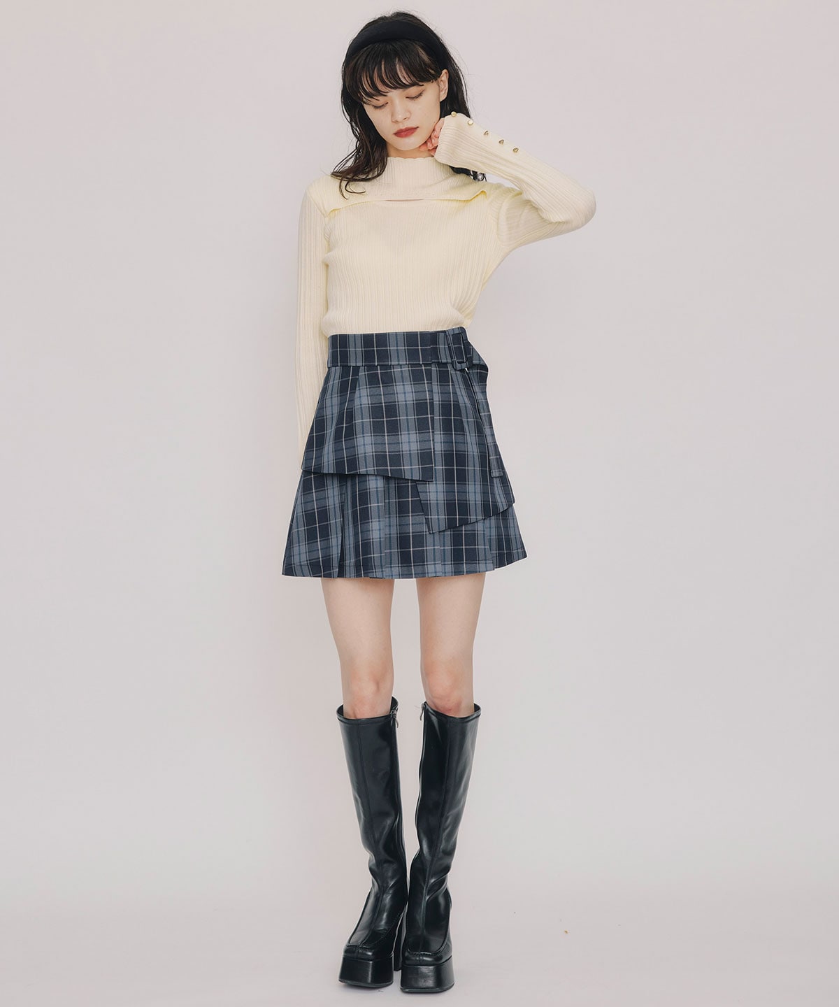 レイヤードデザインランダムリブニットプルオーバー