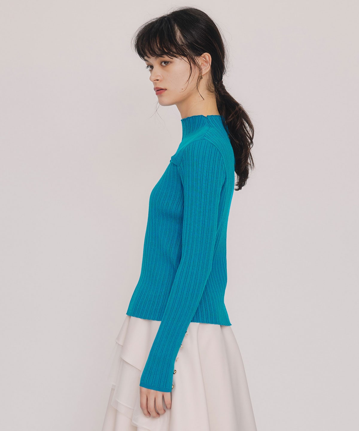 レイヤードデザインランダムリブニットプルオーバー