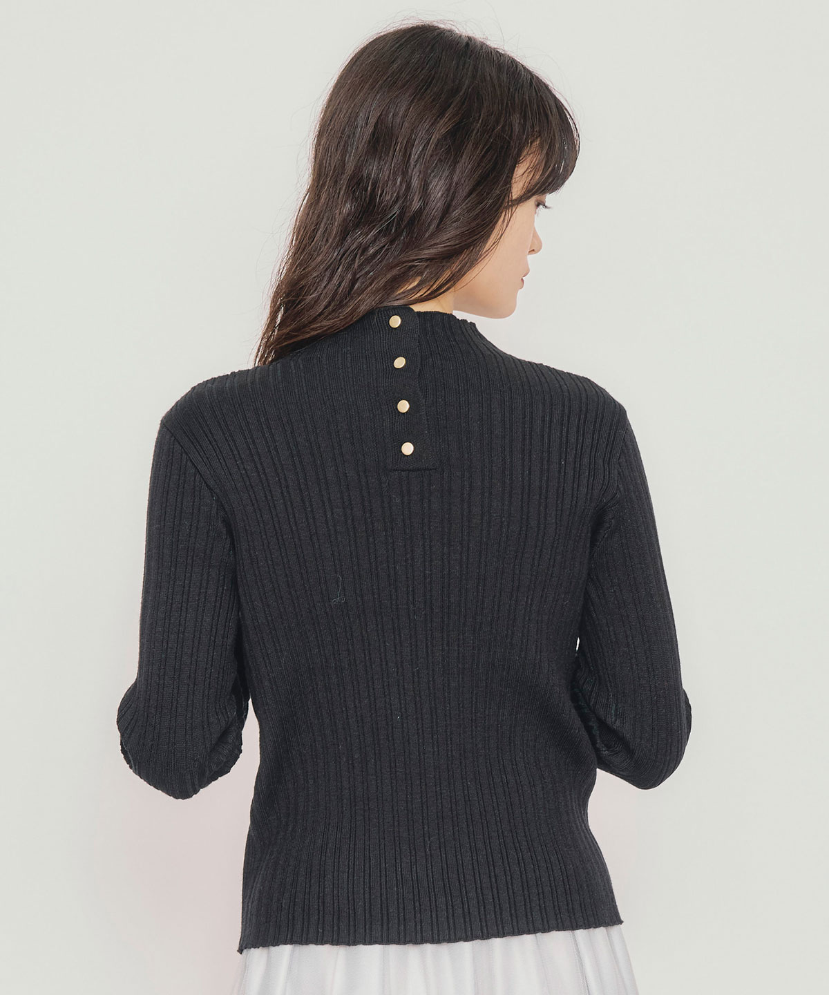 レイヤードデザインランダムリブニットプルオーバー