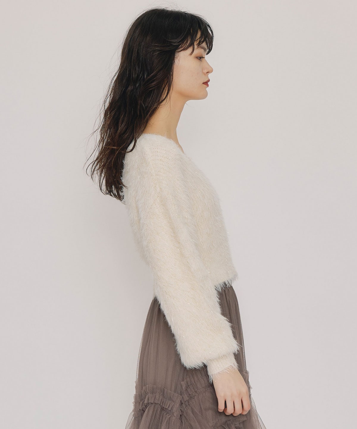 ラメシャギーニットプルオーバー