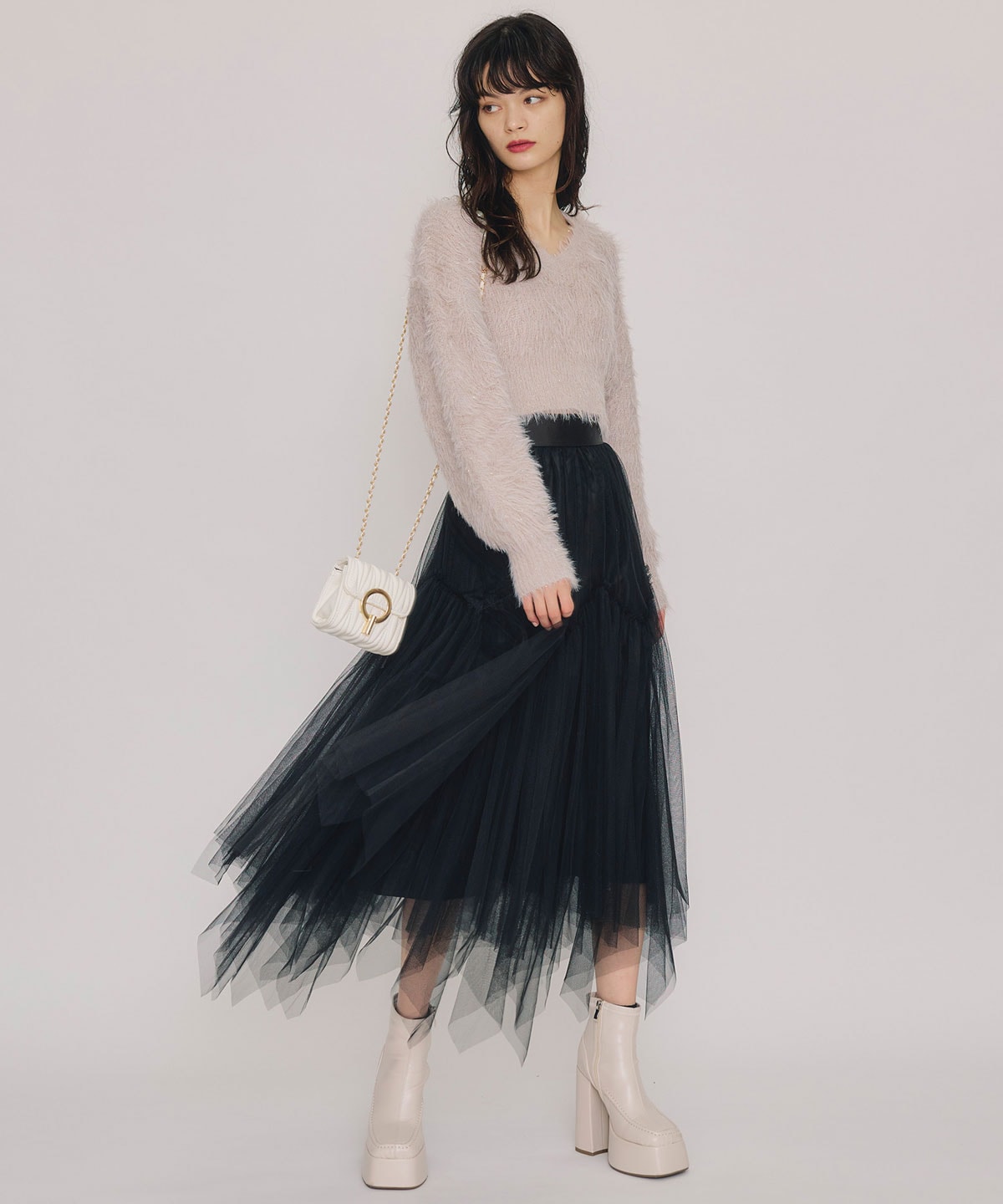 ラメシャギーニットプルオーバー