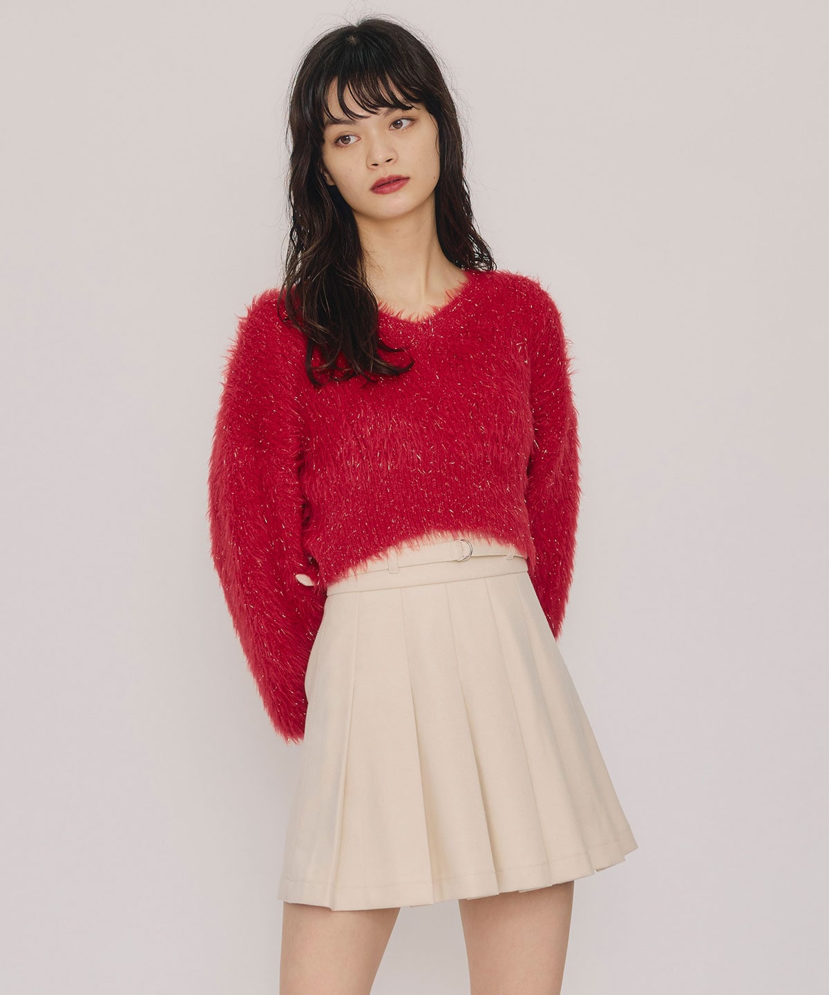 ラメシャギーニットプルオーバー