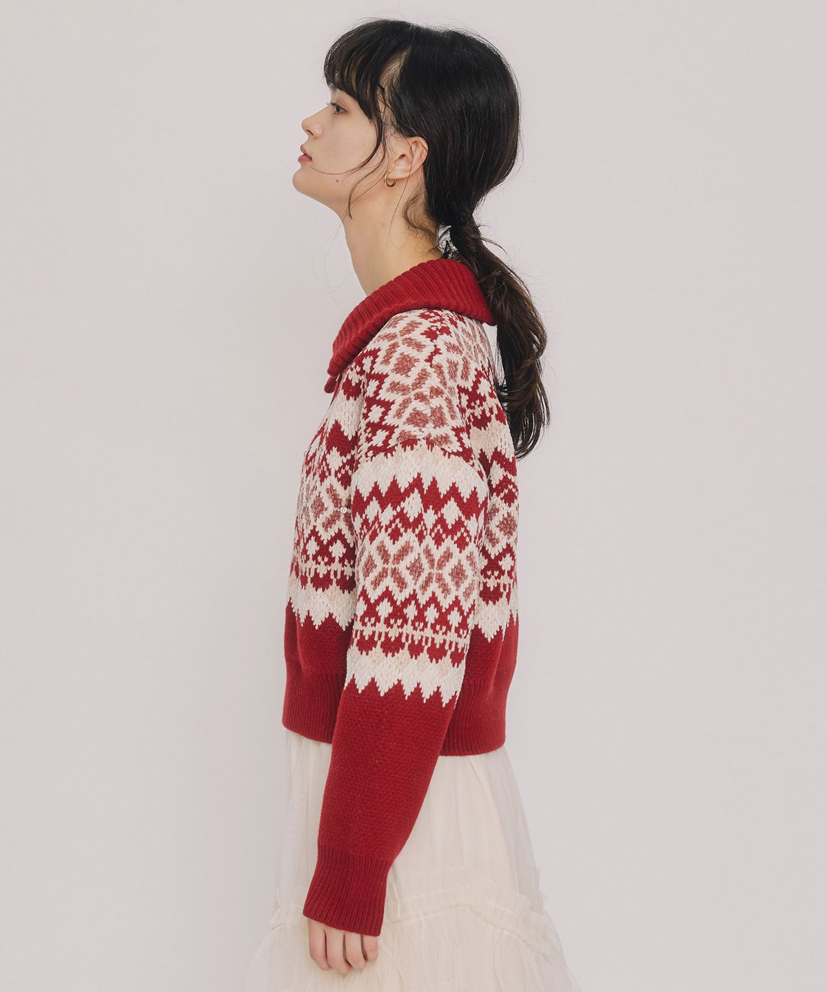 ビジューノルディックデザインニットプルオーバー