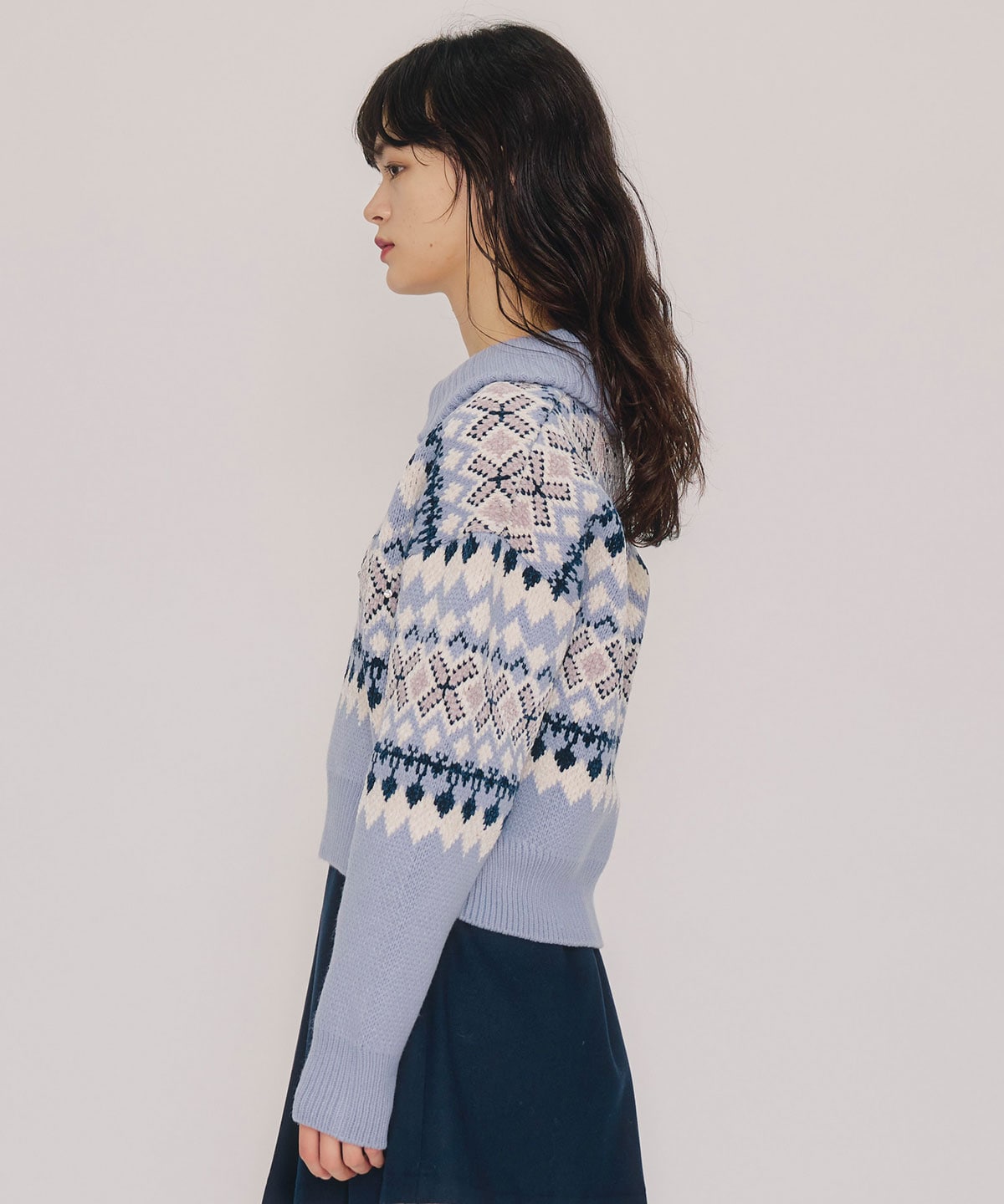 ビジューノルディックデザインニットプルオーバー
