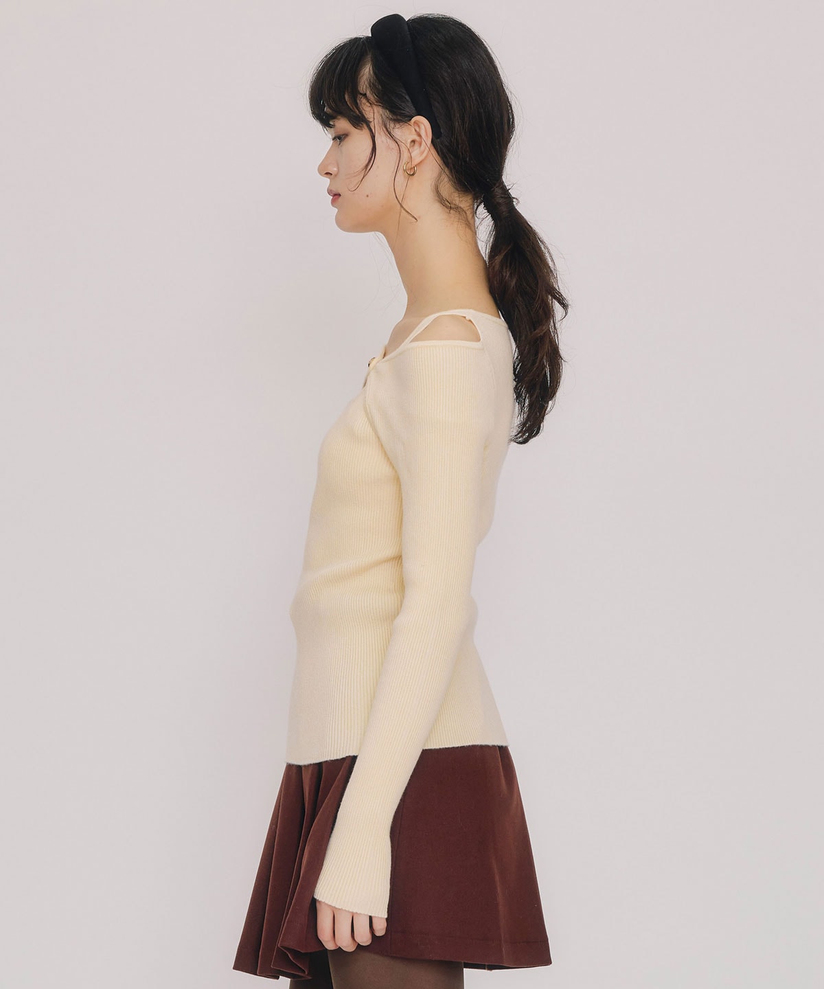 アシンメトリーレイヤードライクニットプルオーバー