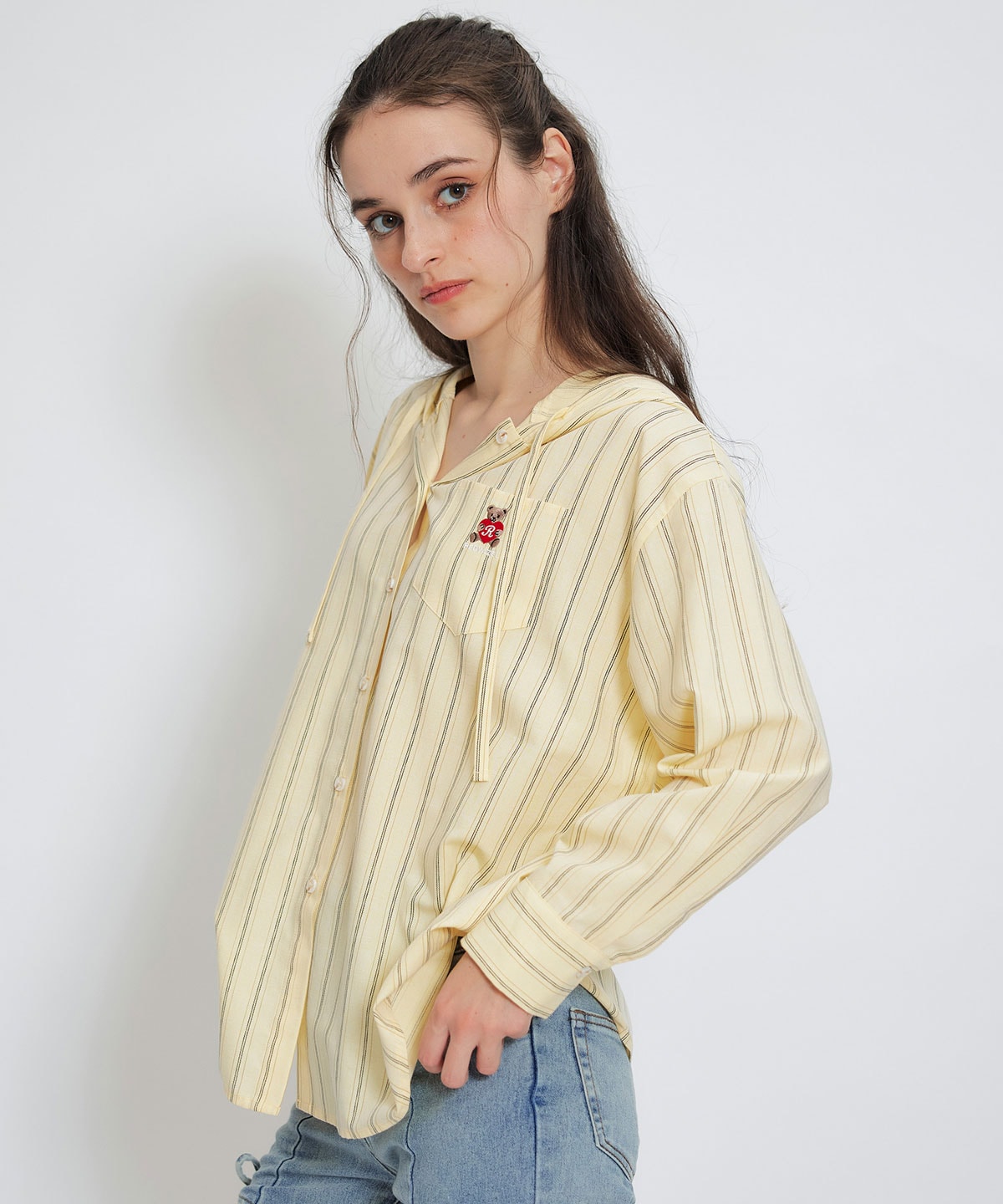 【2/13(金) 昼12時発売開始】Azelyハートストライプフードシャツブラウス