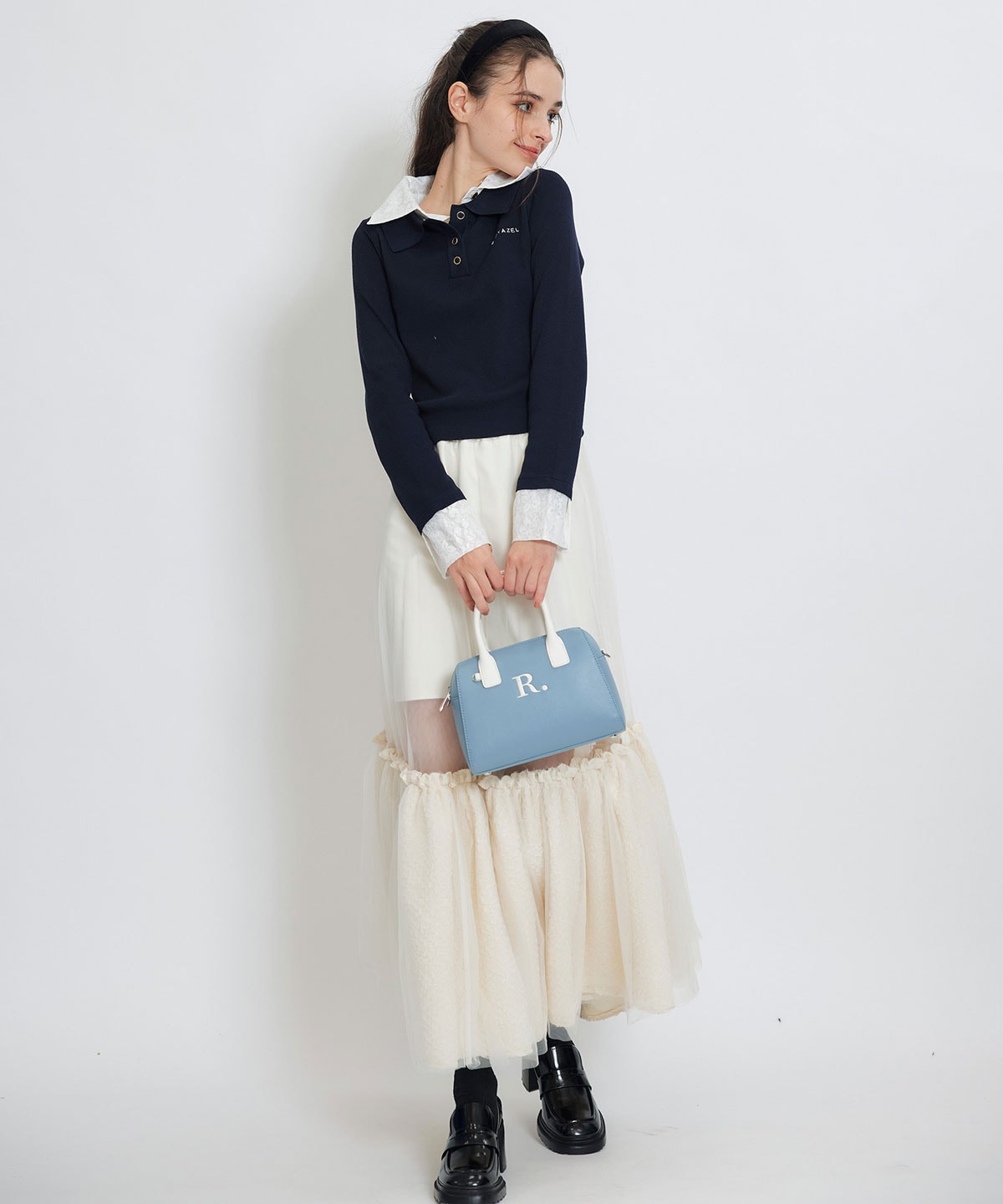 ボリュームシアーチュールフレアロングスカート