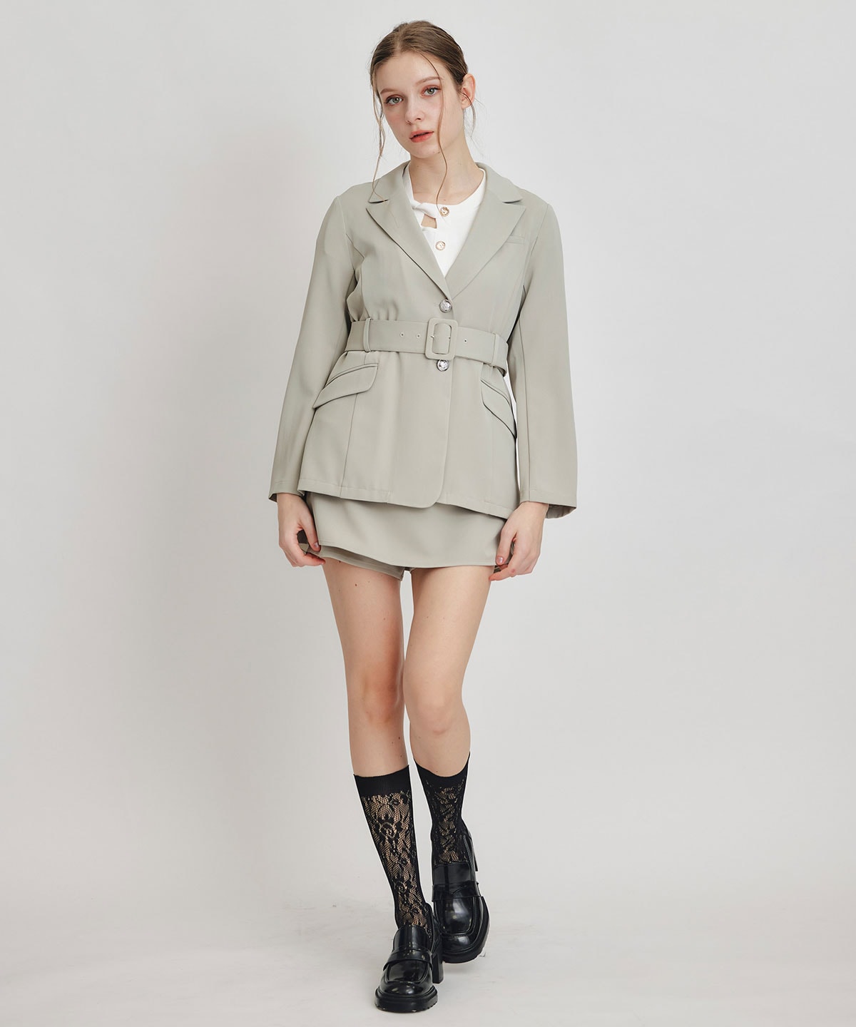 【セットアップ可能】アイシーカラーショートパンツレイヤードフレアミニスカート