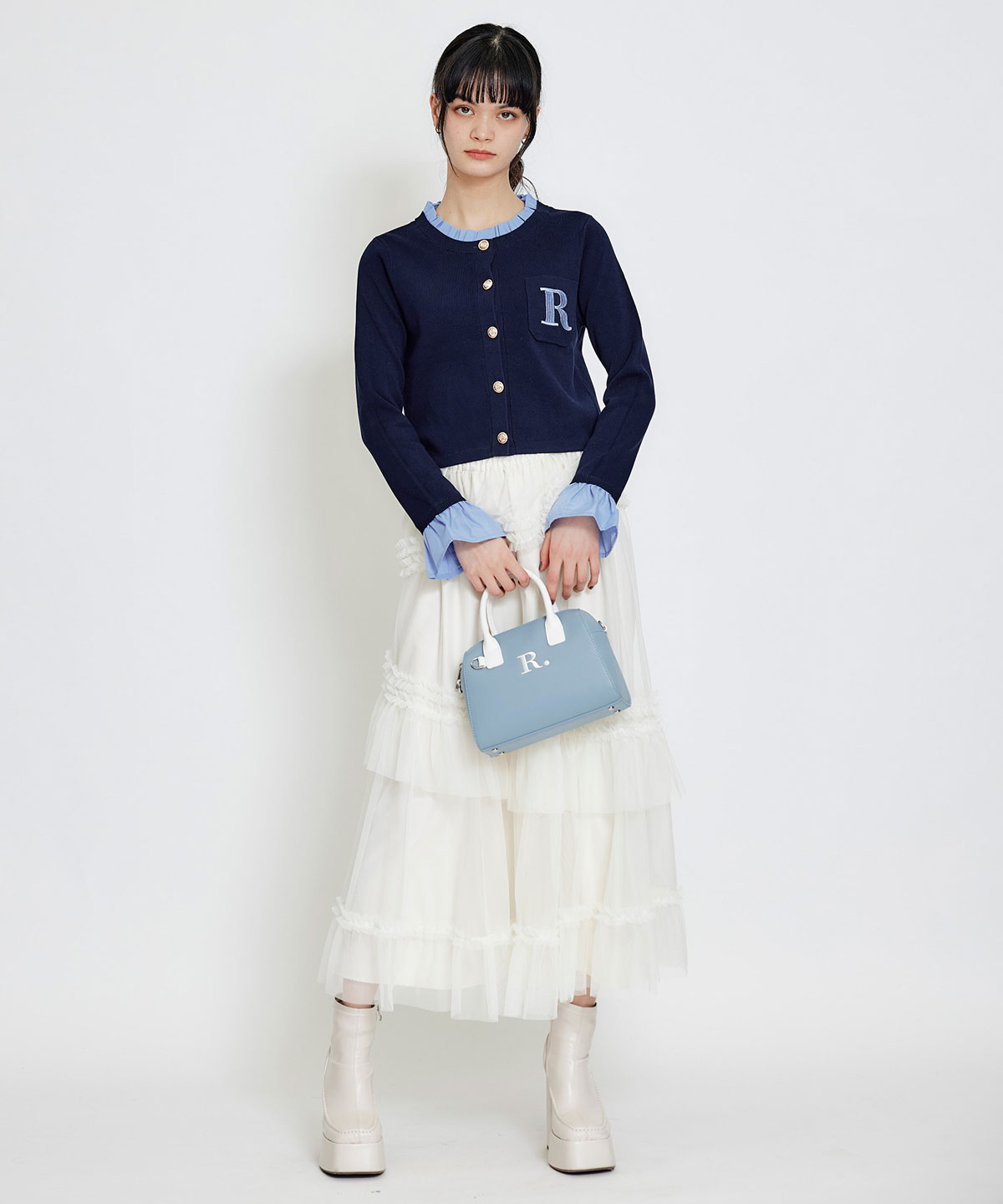 ソフトチュールフリルロングスカート