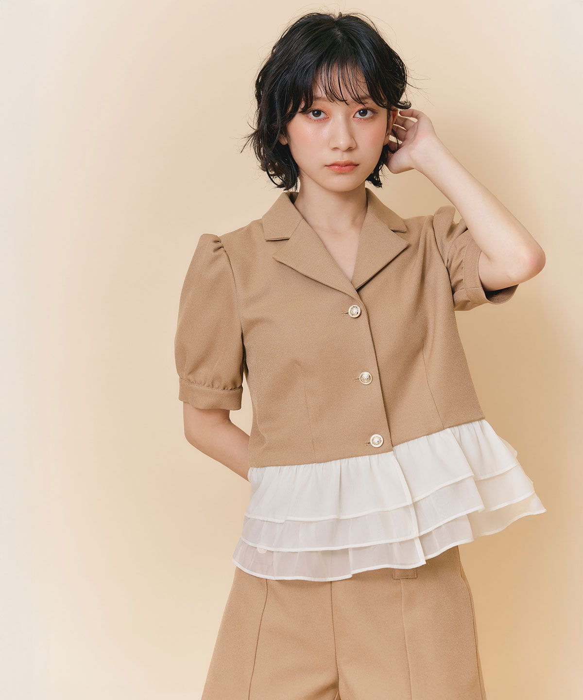 【Classic Button Series】クラシックマルチボタンハイウエストショートパンツ