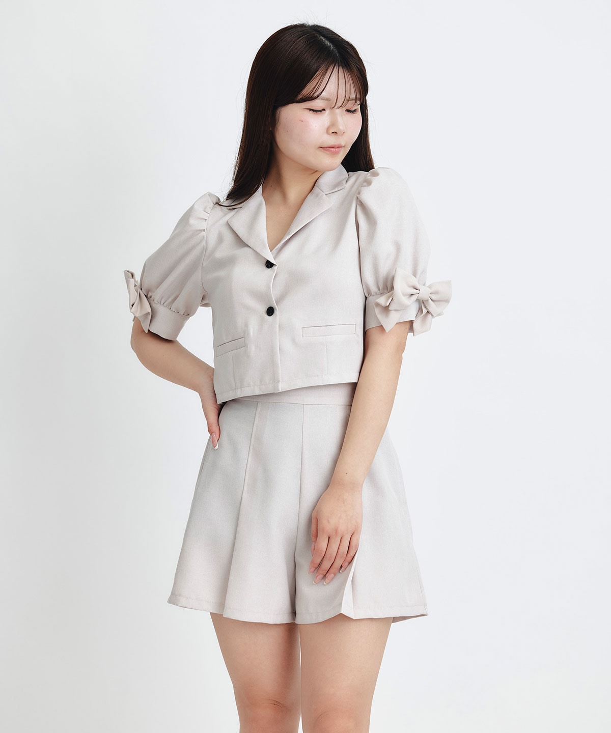 マルチリボンジャケット×ショートパンツセットアップ