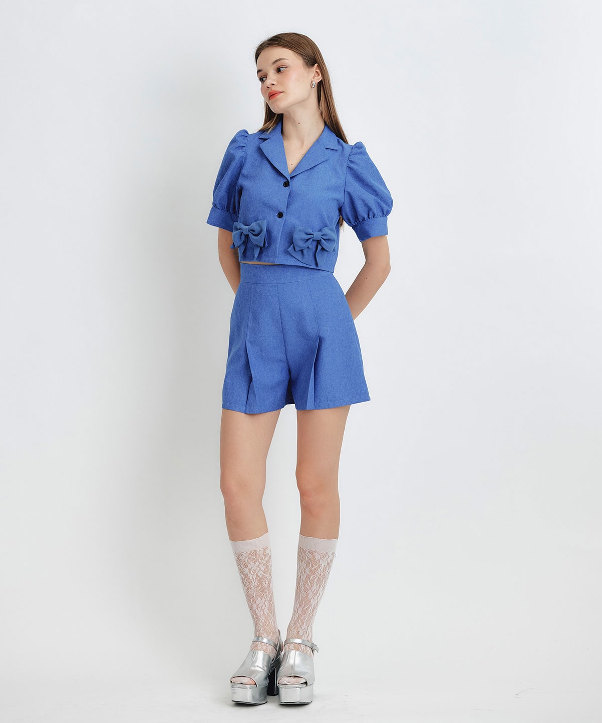 マルチリボンジャケット×ショートパンツセットアップ