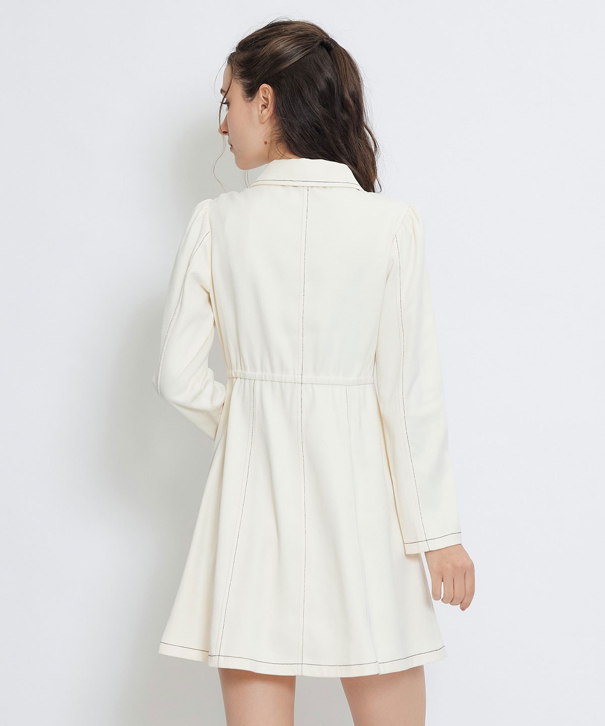 デニムステッチミニシャツワンピース