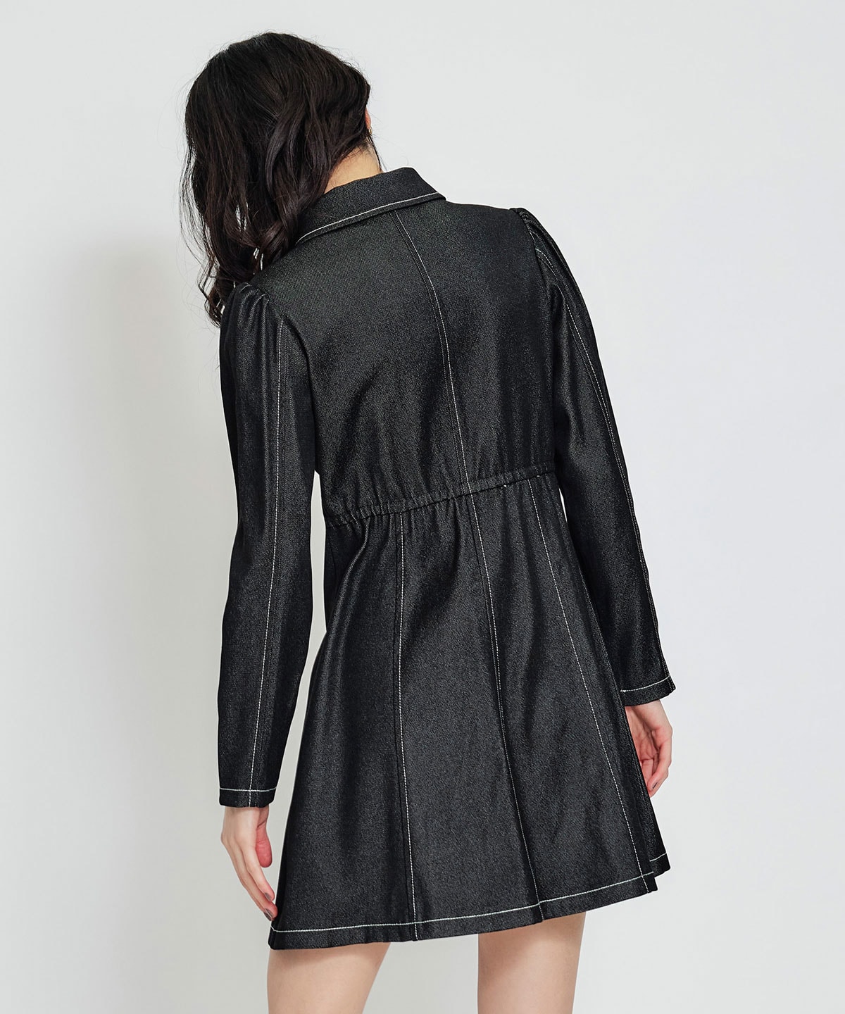 デニムステッチミニシャツワンピース