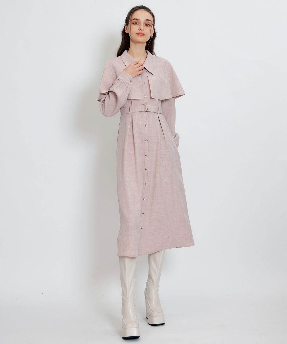 ケープライクロングフレアワンピース