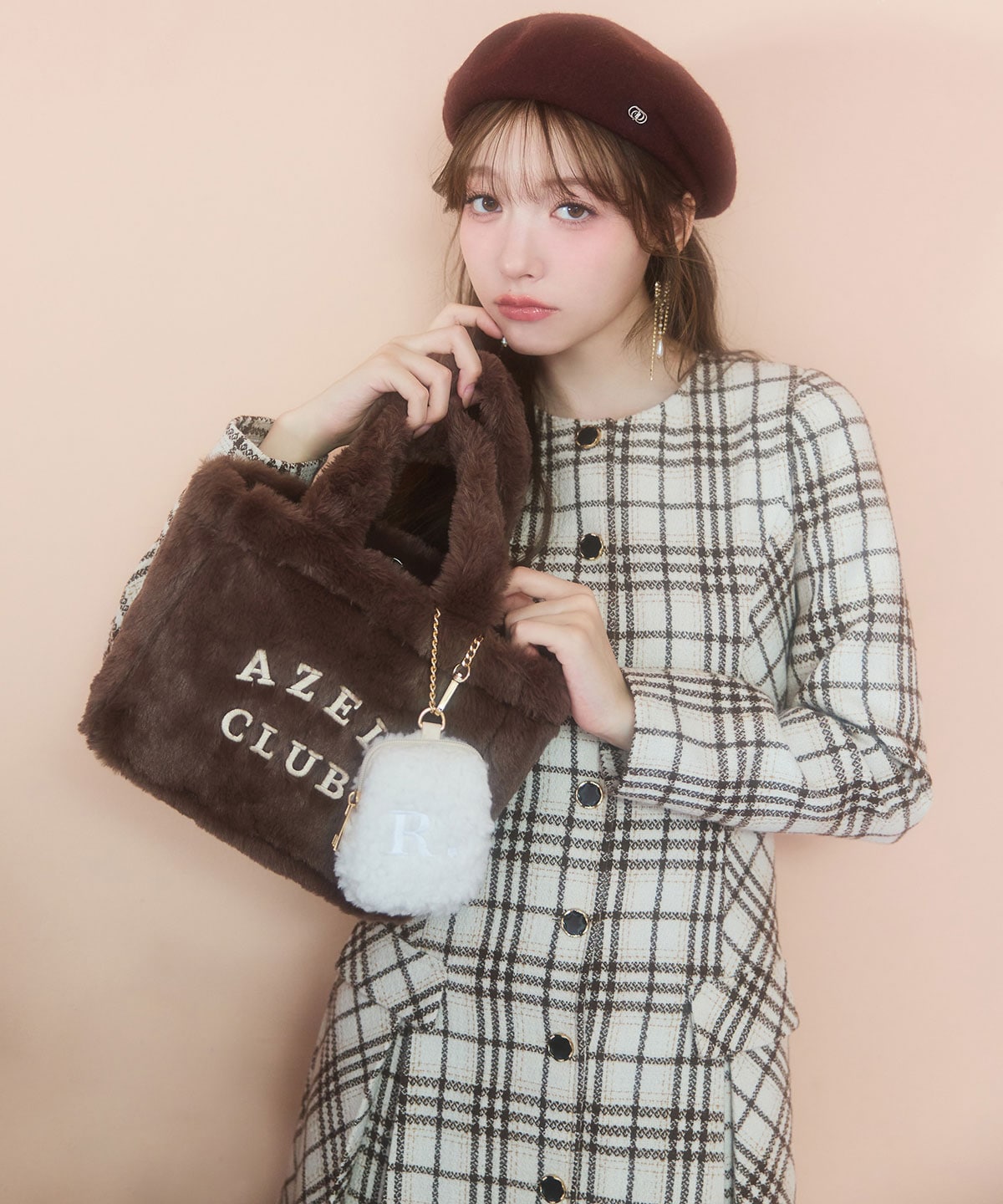 バイアスチェックツイードミニワンピース