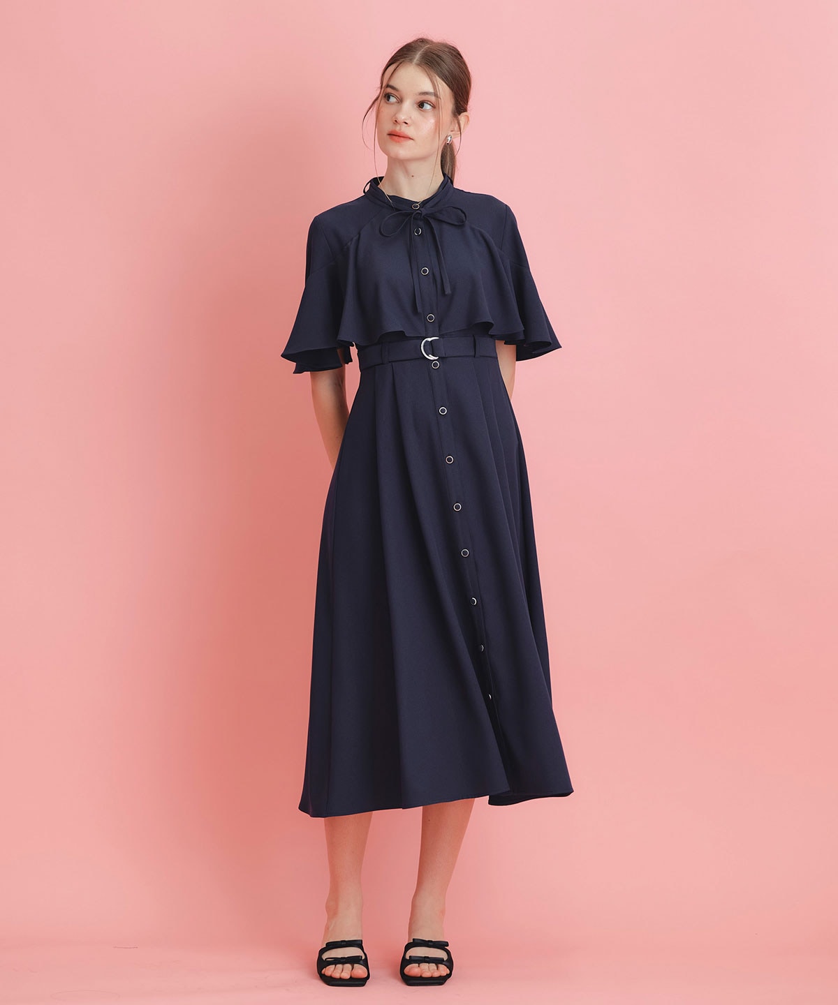 ケープフレアロングワンピース