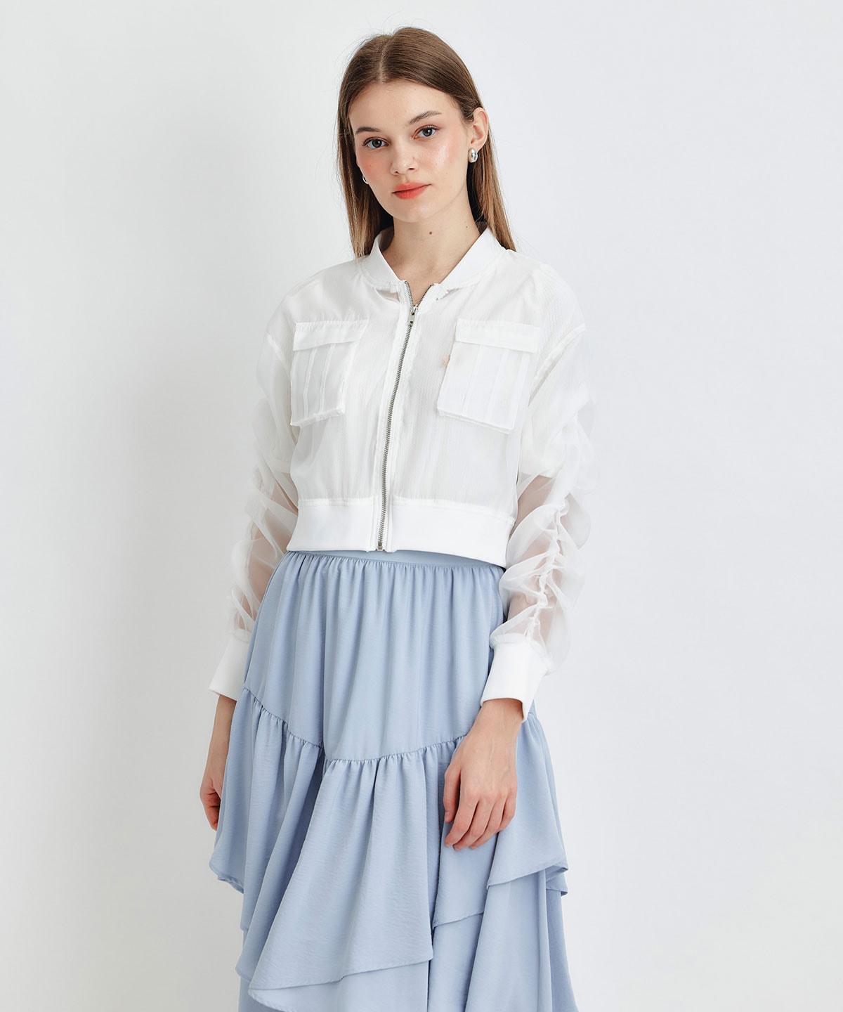 ギャザーシアーショートブルゾン