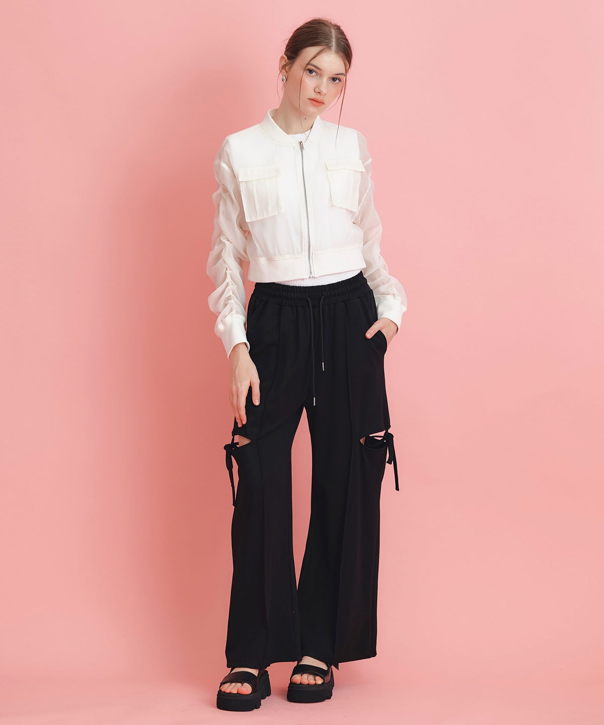 ギャザーシアーショートブルゾン