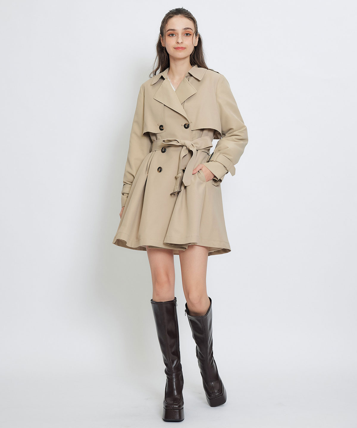 ウエストベルトショートトレンチコート