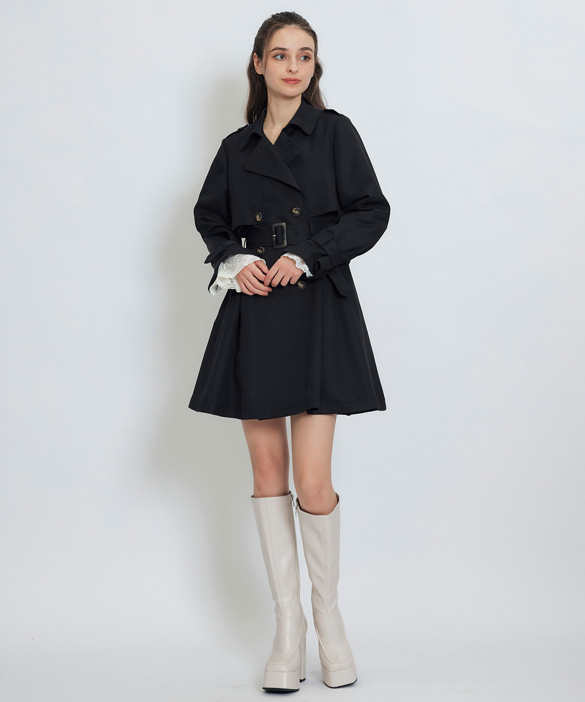 ウエストベルトショートトレンチコート