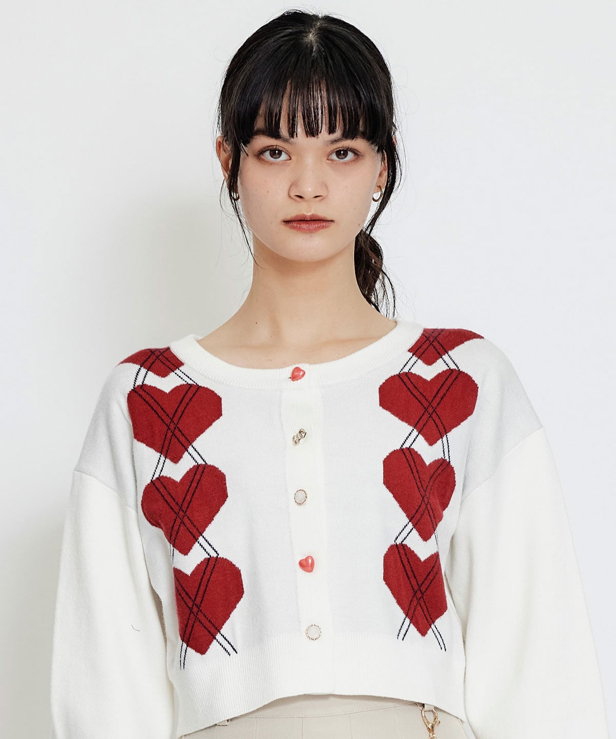 Love Me Heart アーガイルニットカーディガン