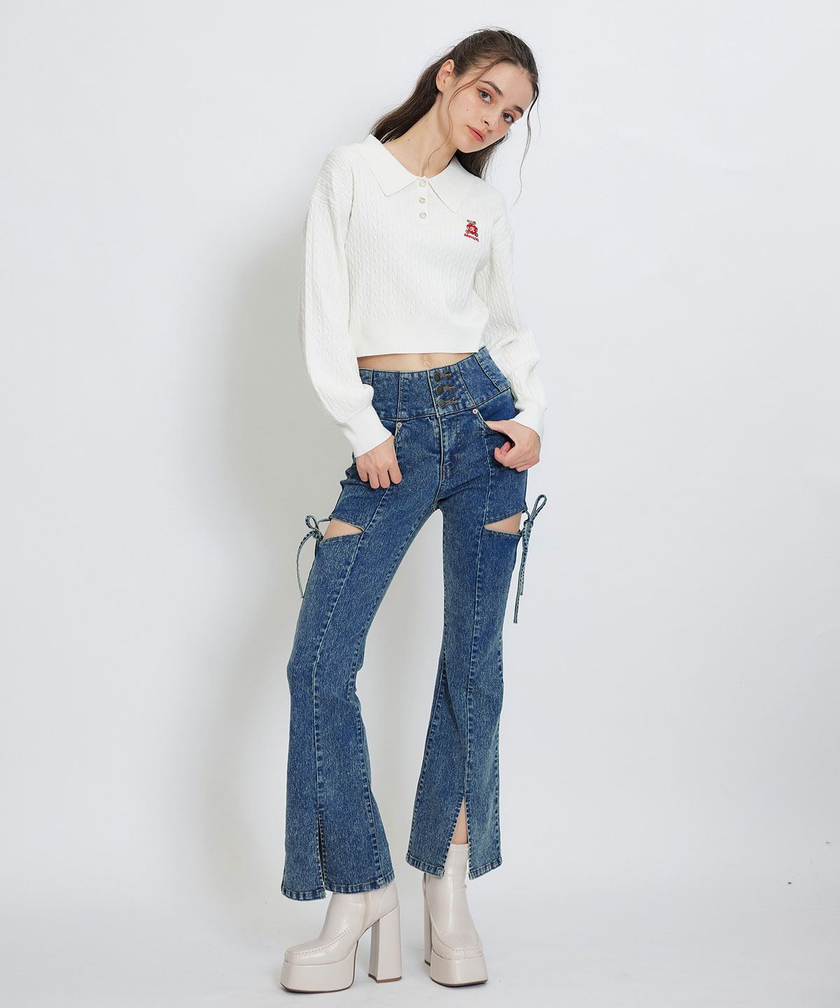 【2/13(金) 昼12時発売開始】Azelyハートミニケーブルポロニット