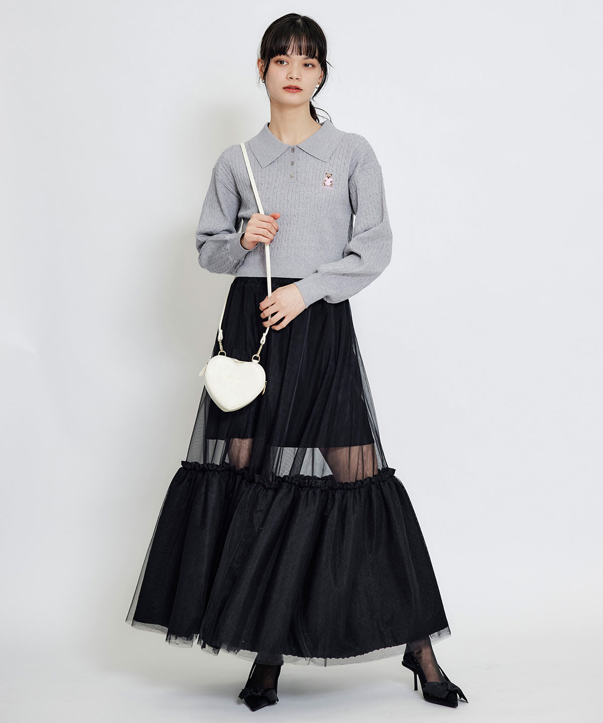 【2/13(金) 昼12時発売開始】Azelyハートミニケーブルポロニット