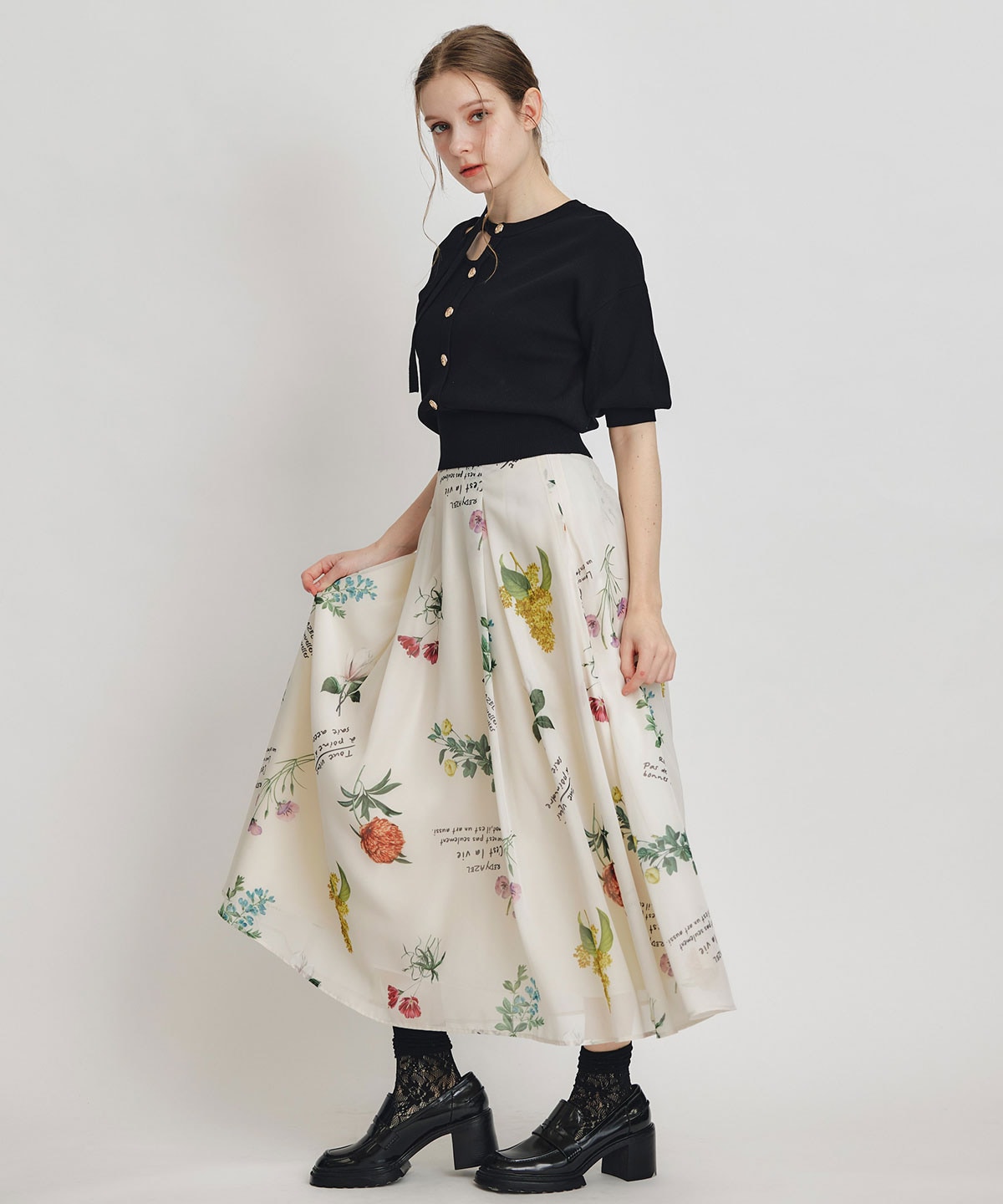 アシメカットデザインハーフスリーブニットプルオーバー