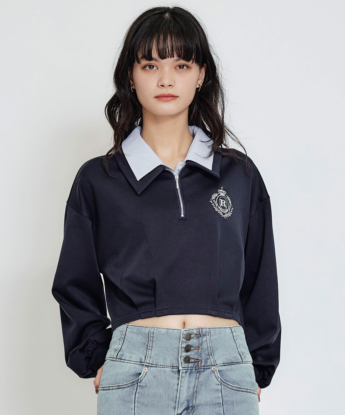 エンブレムダブルカラーカットプルオーバー