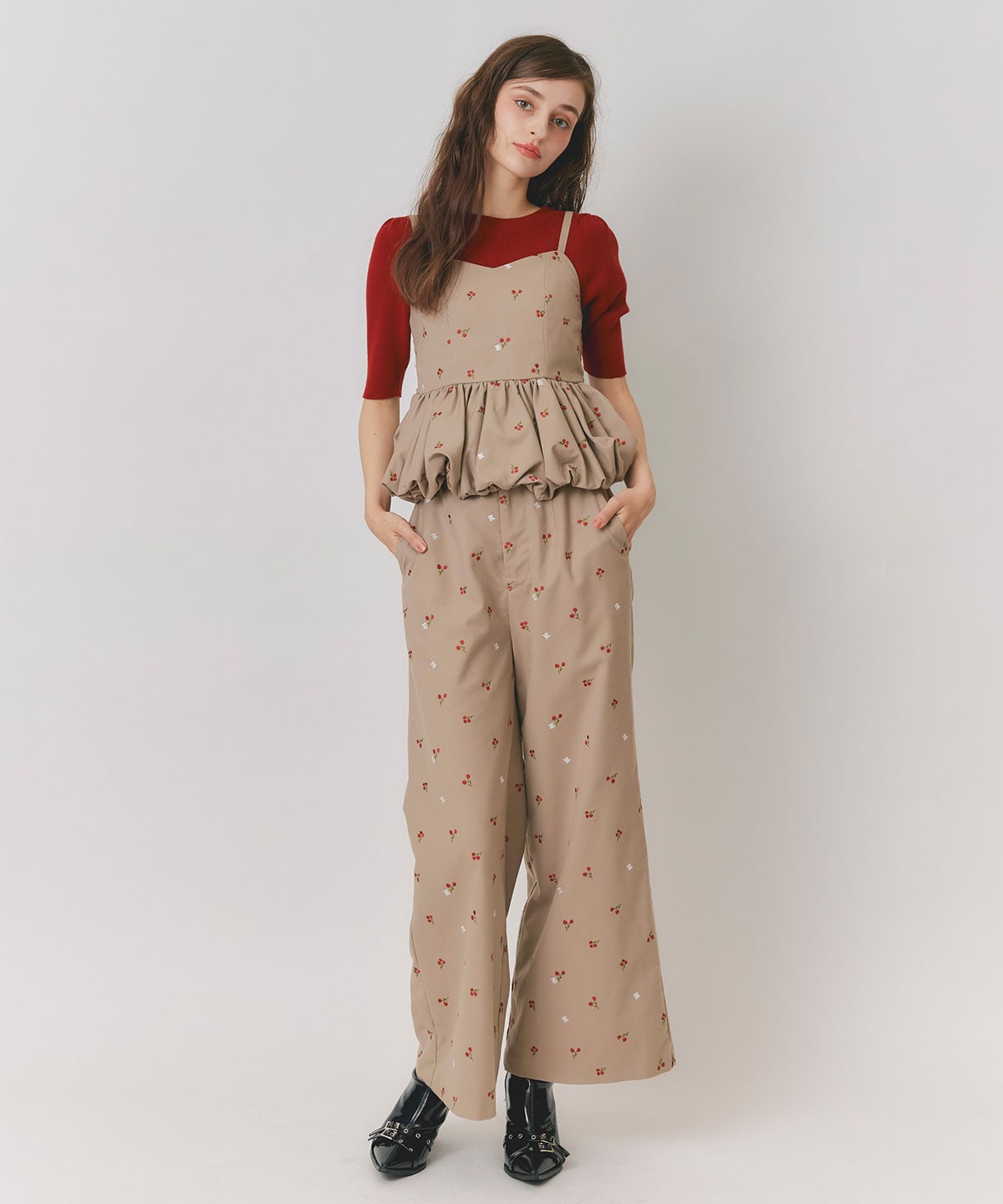 【Fleur monogram Series】フルールモノグラムエンブロイダリーワイドパンツ