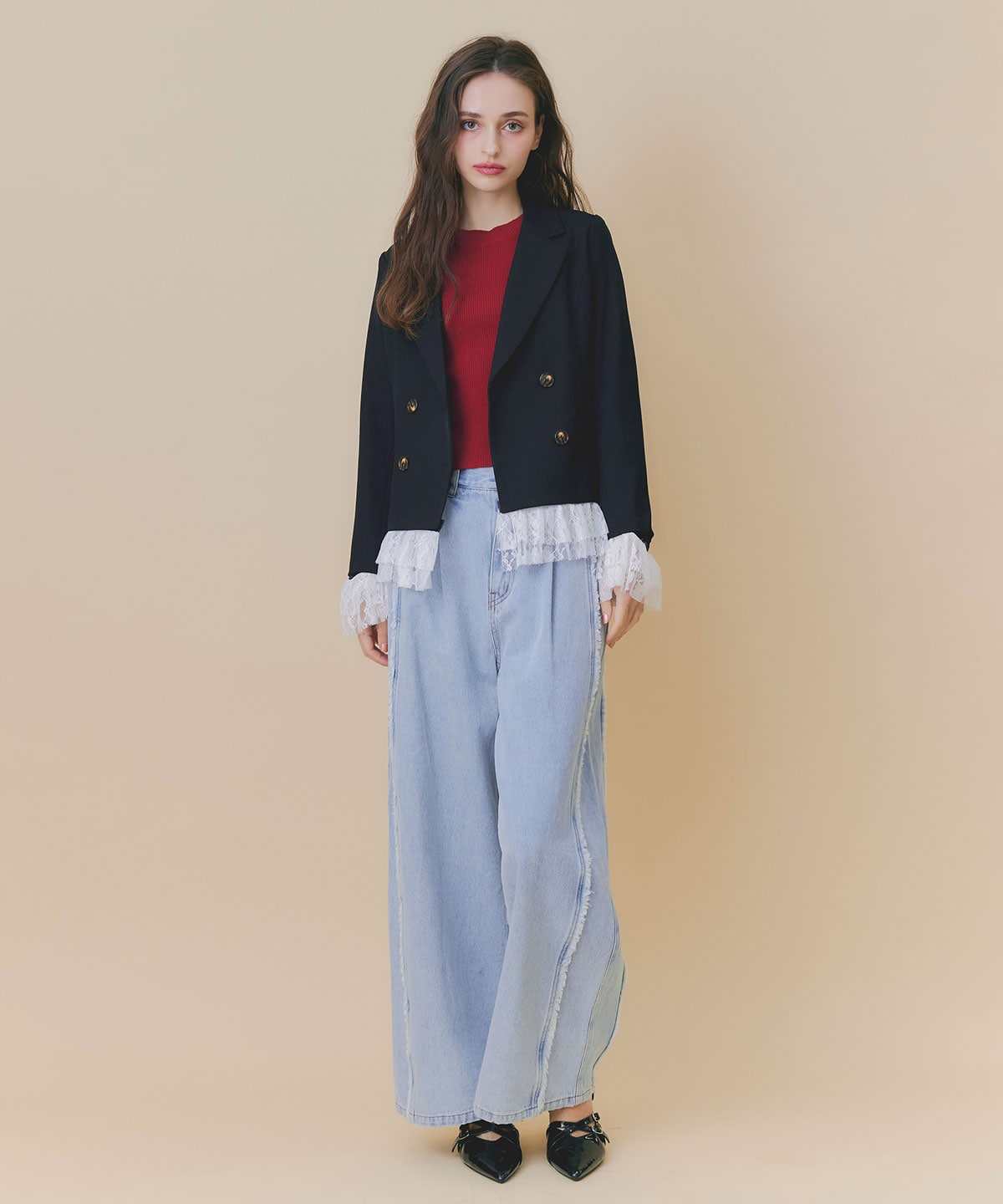 2WAYレースレイヤードジャケット